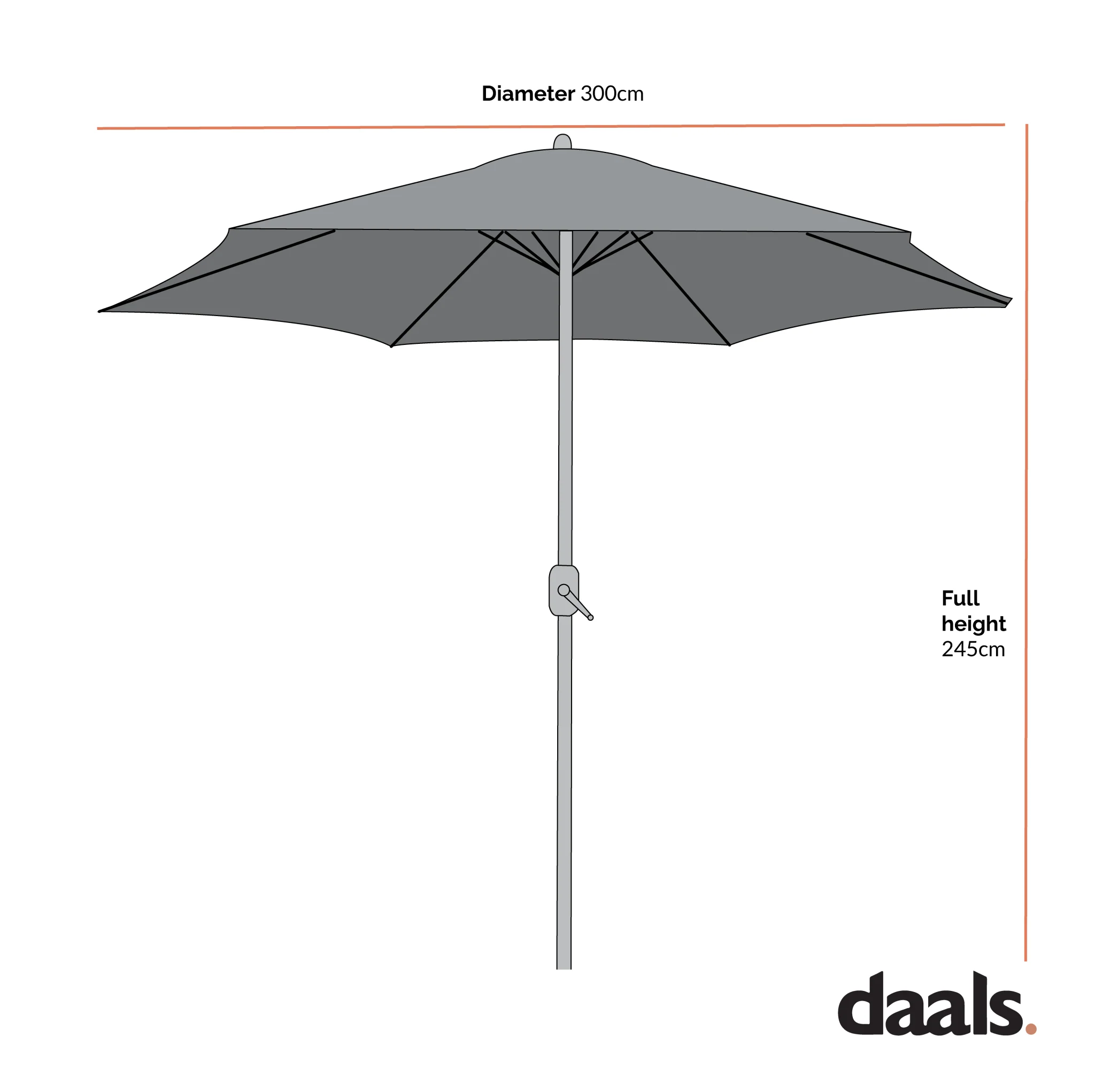 3M LED Light Aluminium Frame Garden Parasol with Tilt Crank, Beige - Image 10