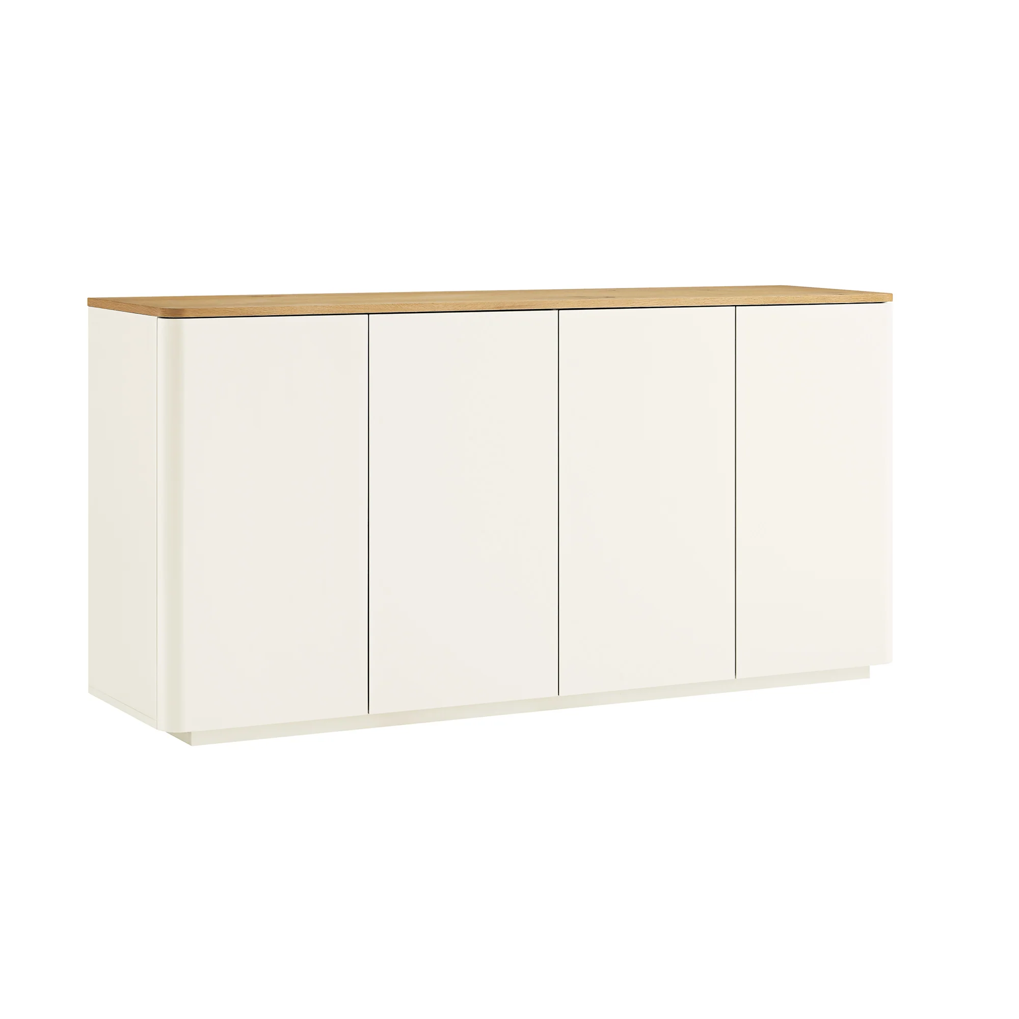 Agnes Curved Edge 150cm Wide Sideboard, Off White with Oak Top - Image 6