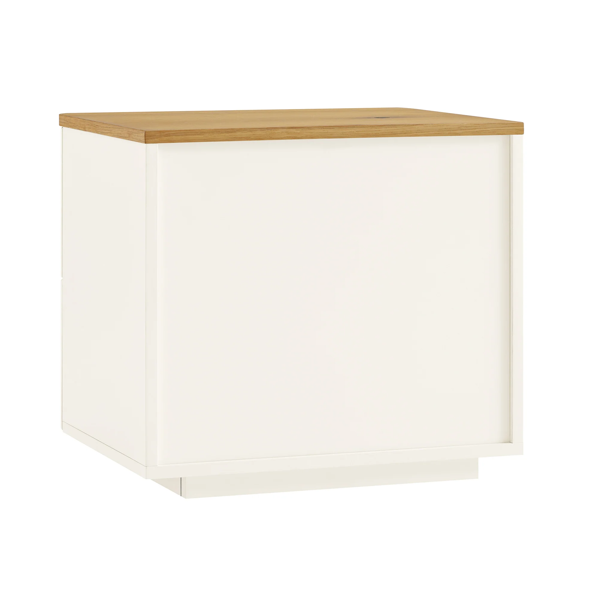 Agnes Curved Edge 2 Drawer Bedside Table, Off White with Oak Top - Image 10