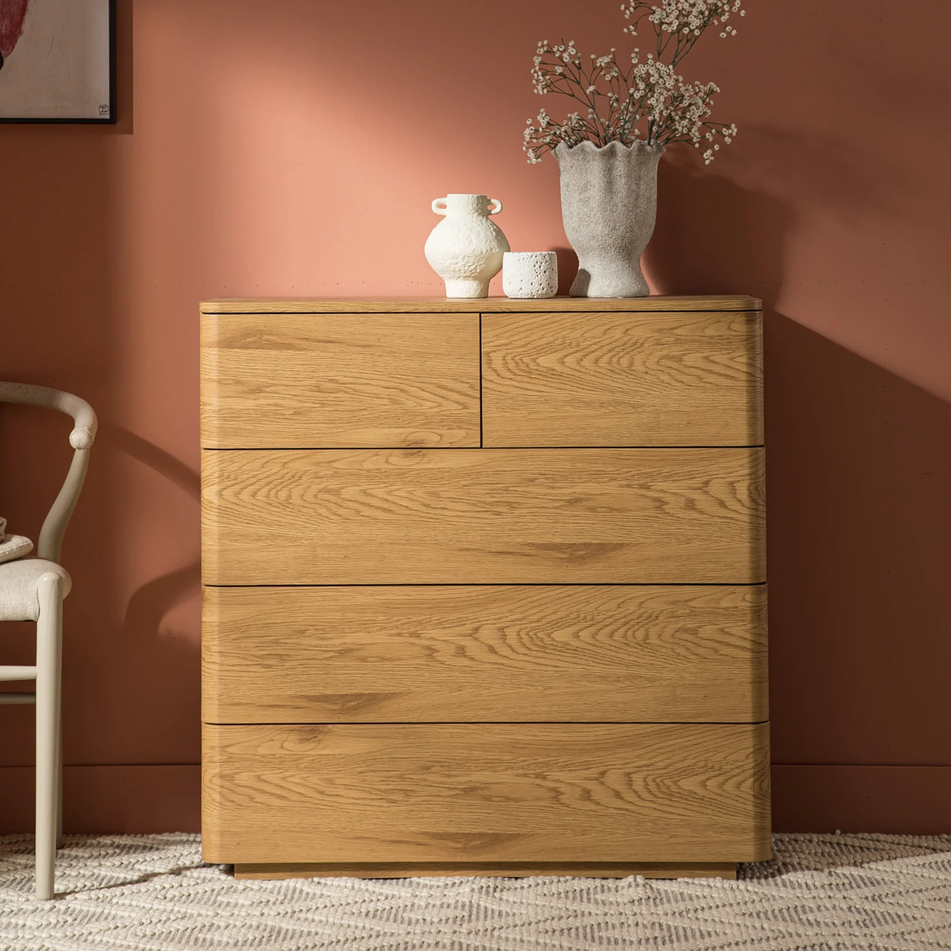 Agnes Curved Edge 2 over 3 Chest of Drawers, Natural - Image 2