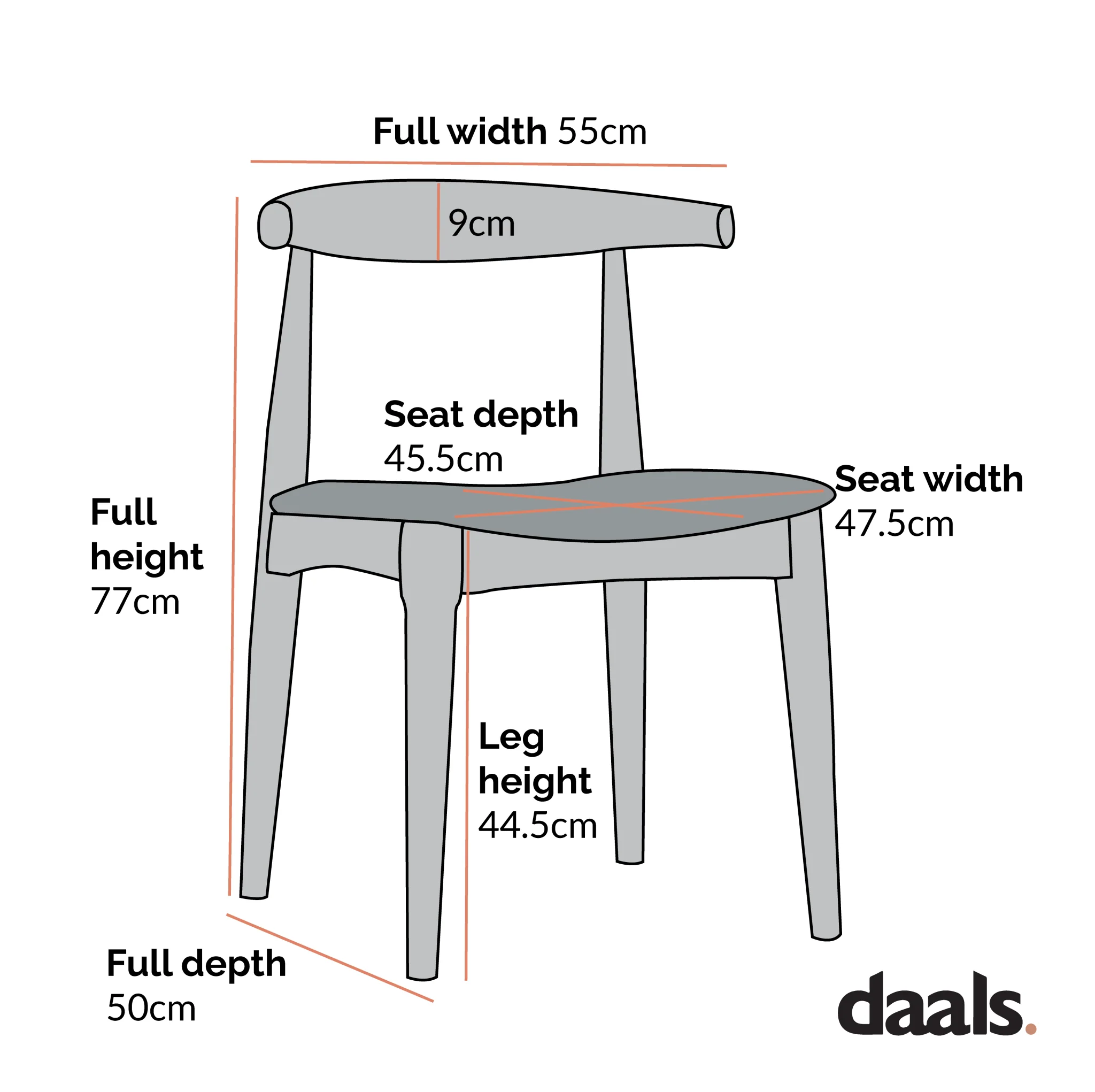 Arley Set of 2 Beech Wood Dining Chairs, Walnut and Black - Image 5