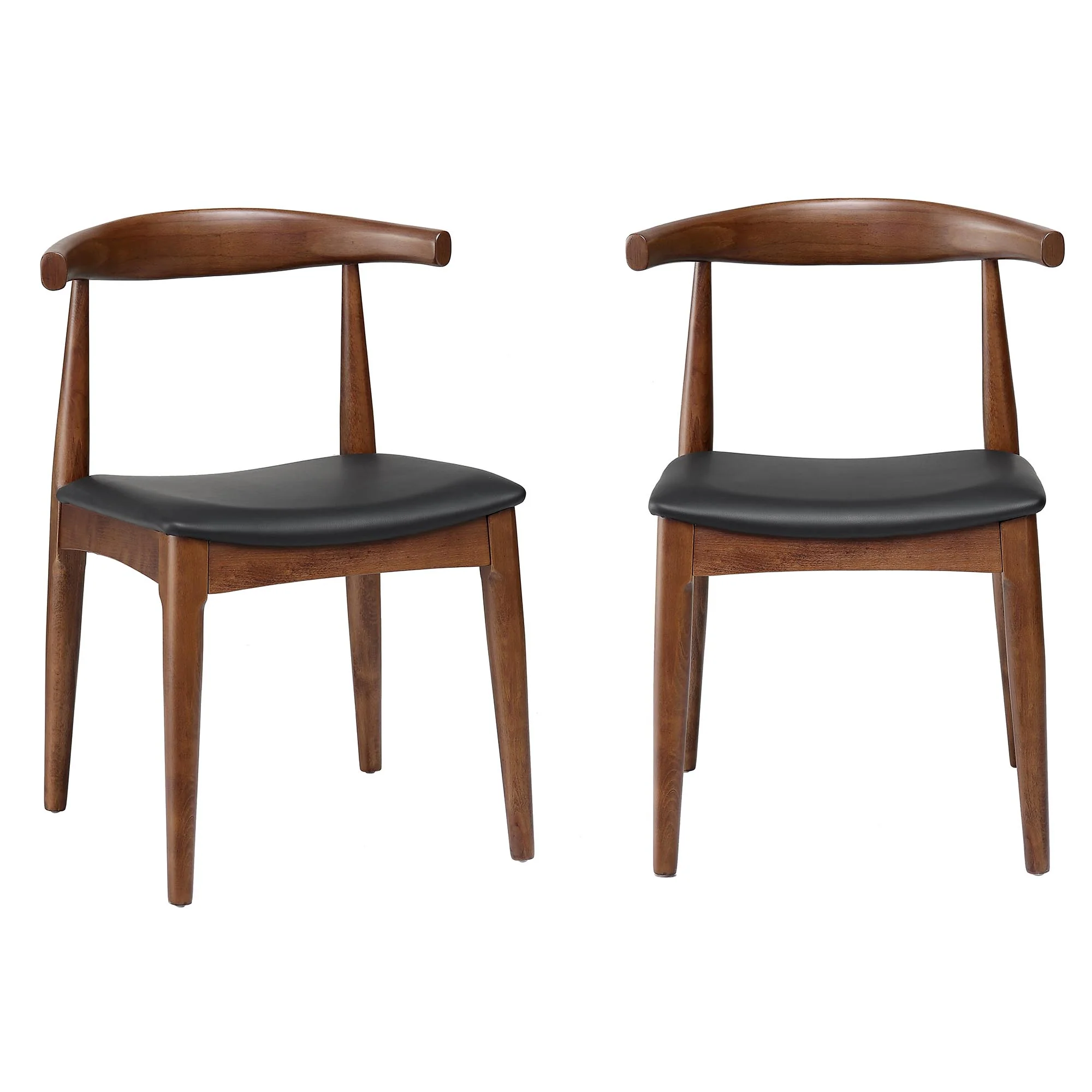 Arley Set of 2 Beech Wood Dining Chairs, Walnut and Black - Image 3