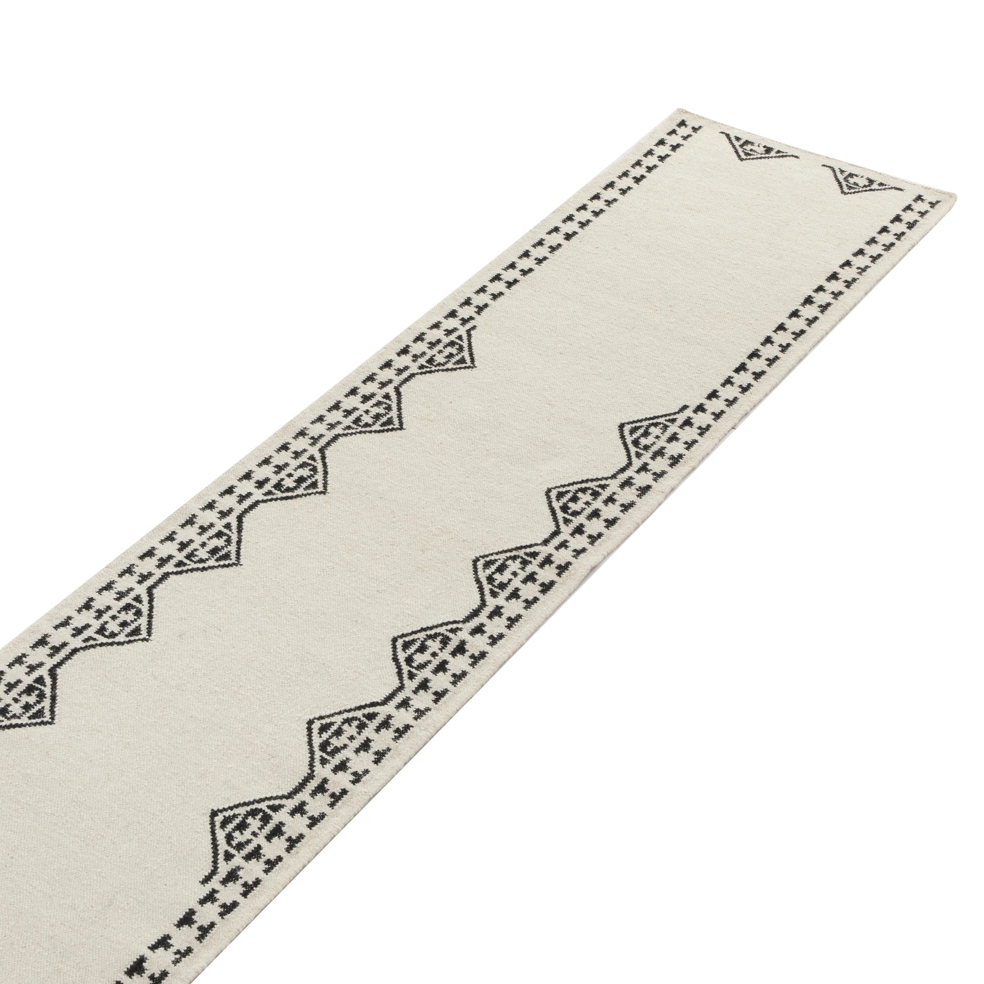 Atlan Cream & Black Handwoven Wool Runner - Image 3