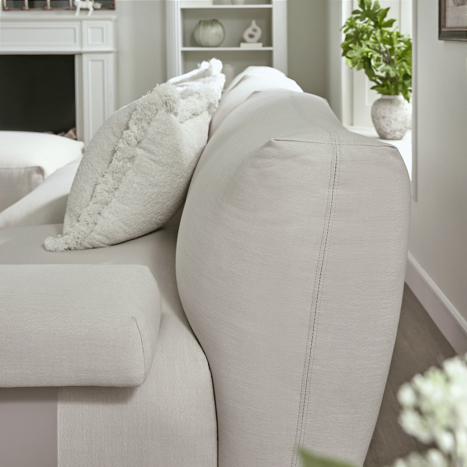 Carlyle Beige Cotton Blend Modular Sofa, 5-Piece U-Shape Set - Image 7
