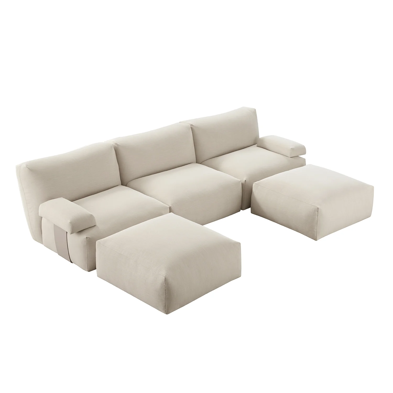 Carlyle Beige Cotton Blend Modular Sofa, 5-Piece U-Shape Set - Image 9