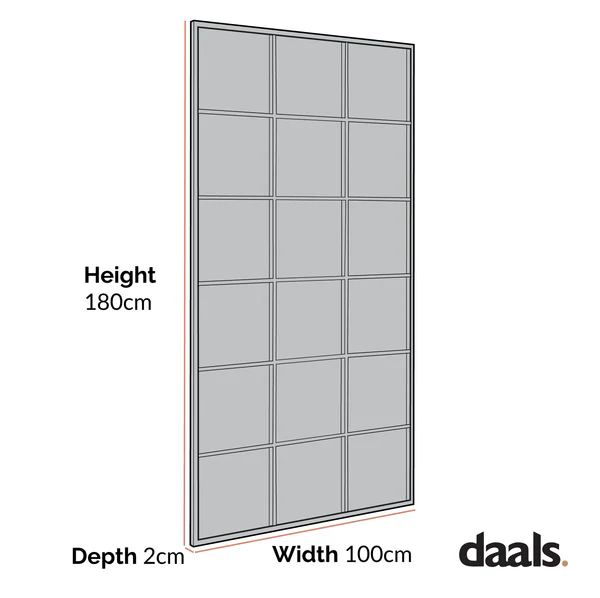 Chardwell Full Length Industrial Metal Window Mirror 180 x 100 cm, Antique Gold Effect - Image 5
