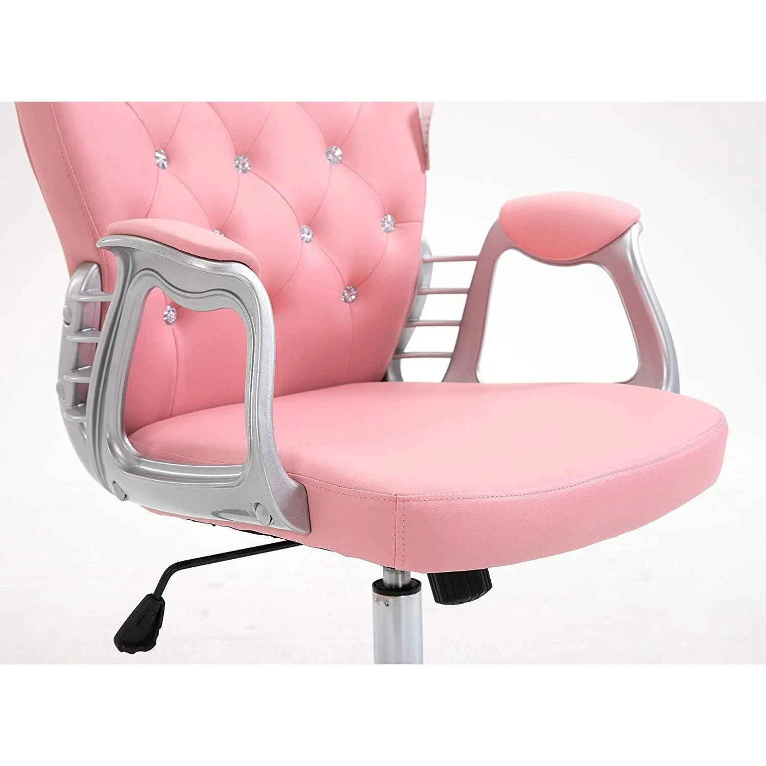 Pink Faux Leather Chesterfield Swivel Chair - Image 7