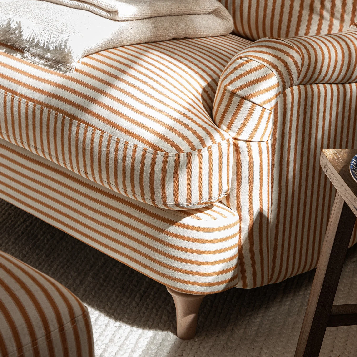Daphnis Ochre Striped Linen Blend Sofa, 1-Seater - Image 5