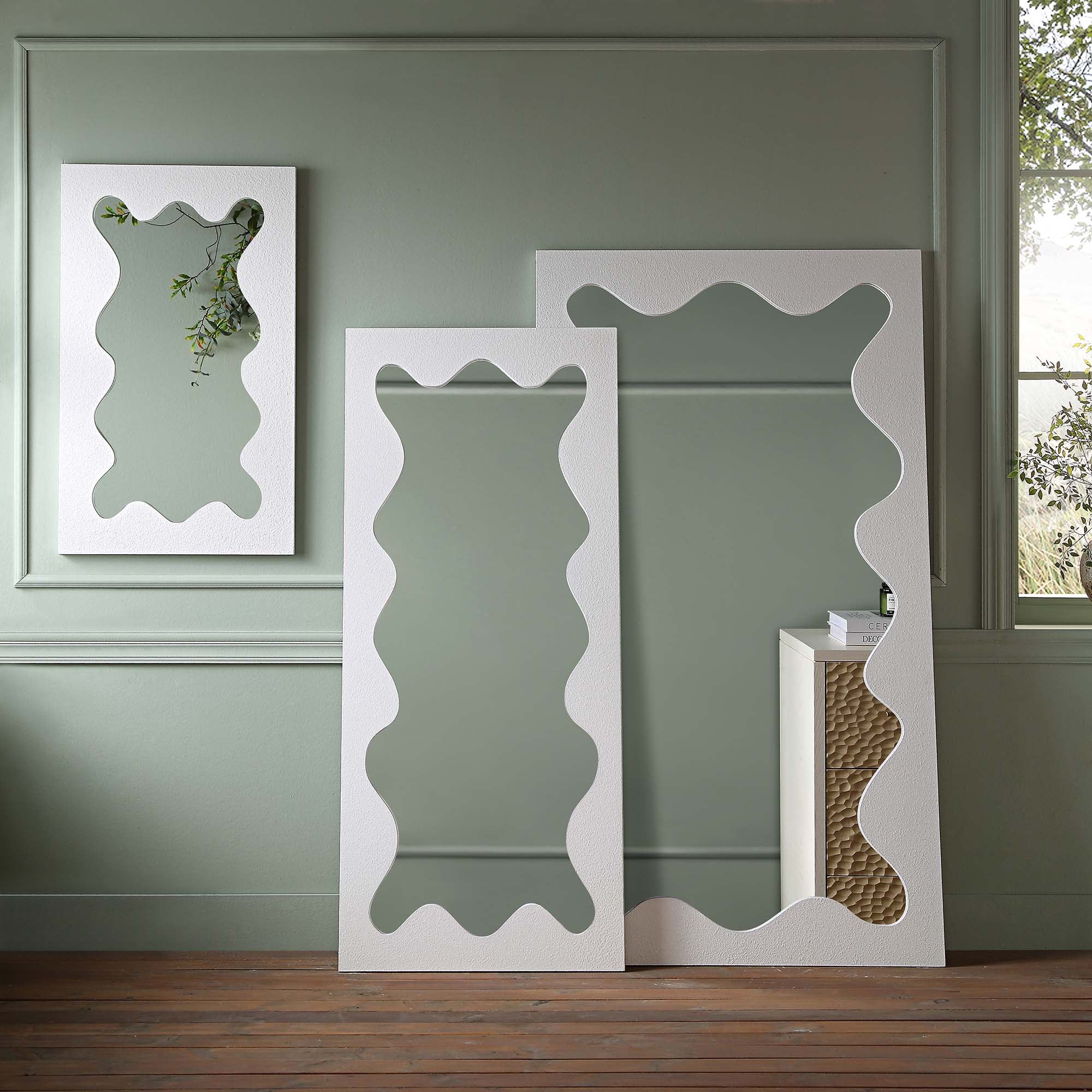 Destin Wave Mirror 180 x 100 cm, White Matte - Image 4