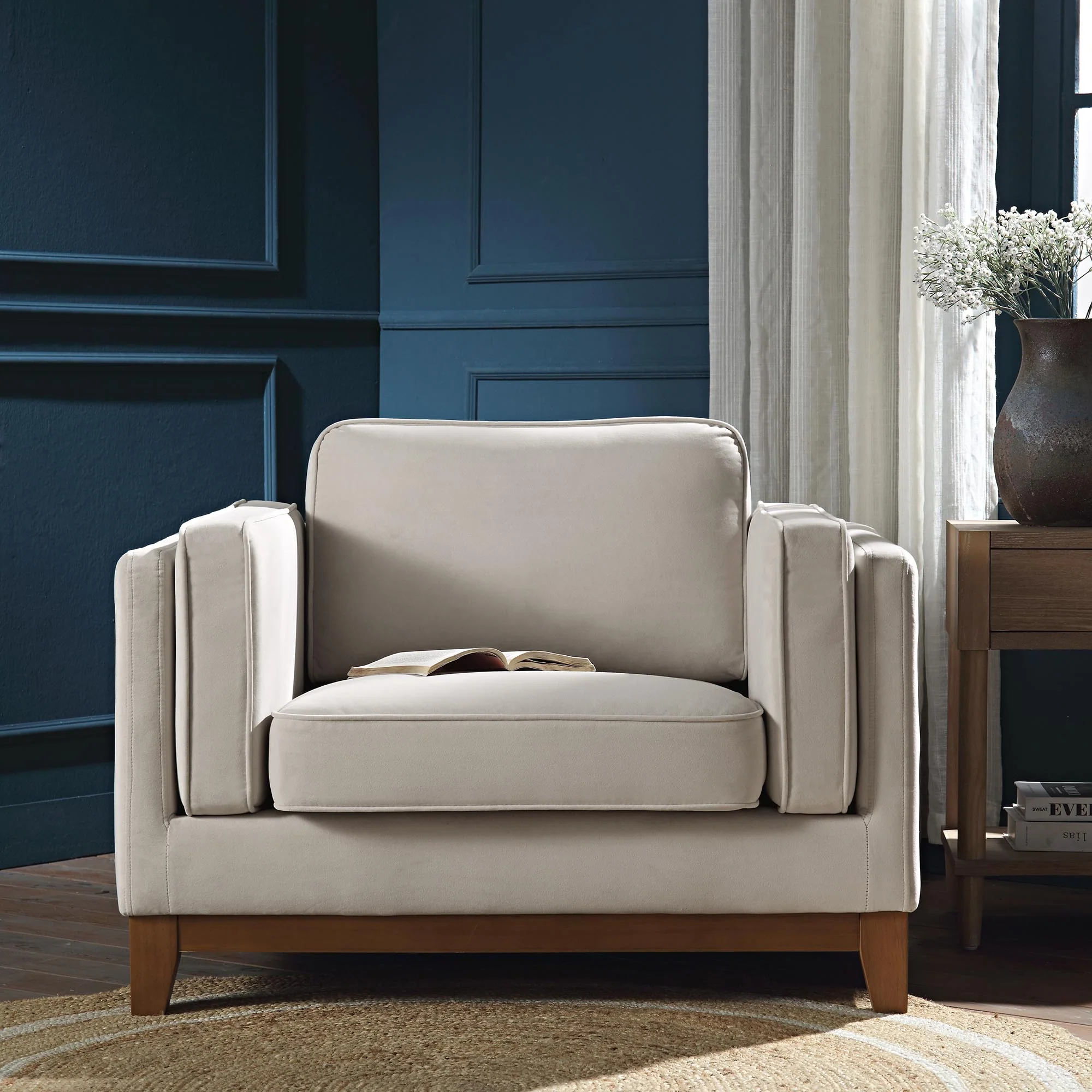 Dipley Champagne Velvet Sofa, 1-Seater - Image 2