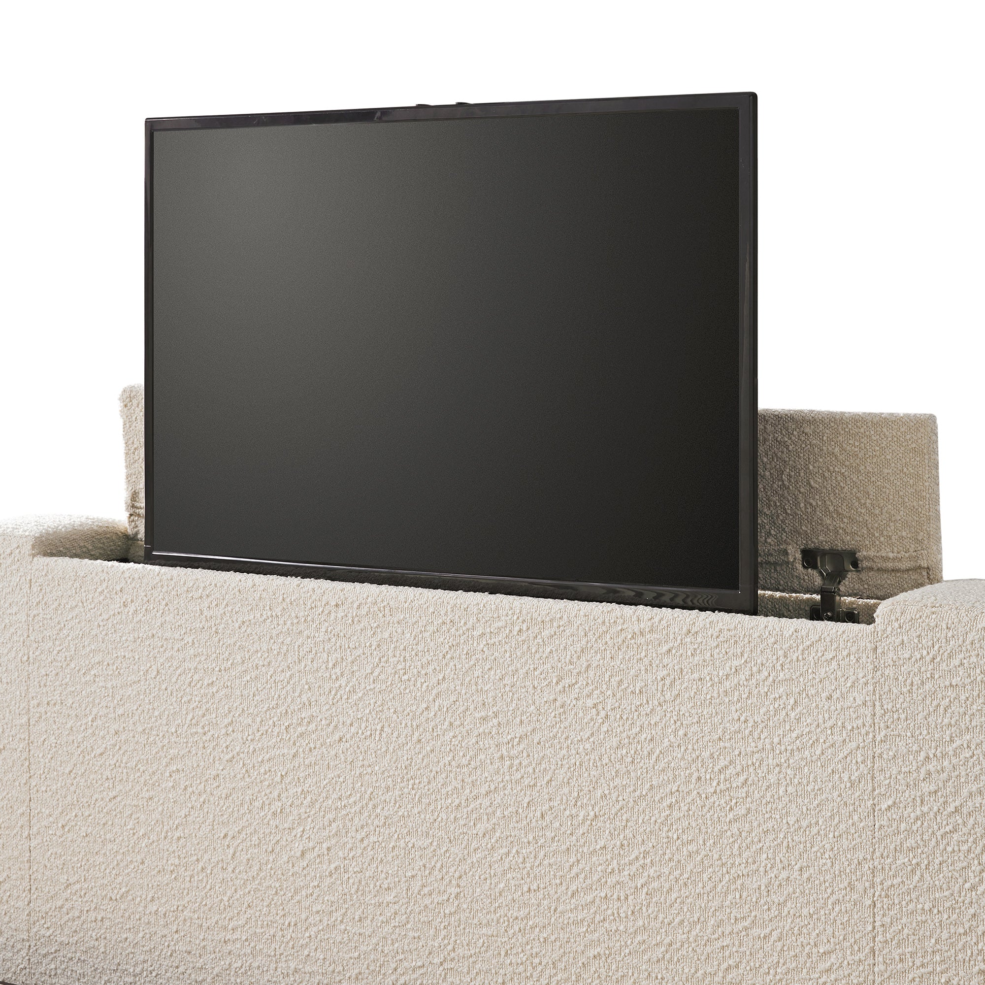 Egerie Curved Headboard Beige Boucle Ottoman TV Bed - Image 20
