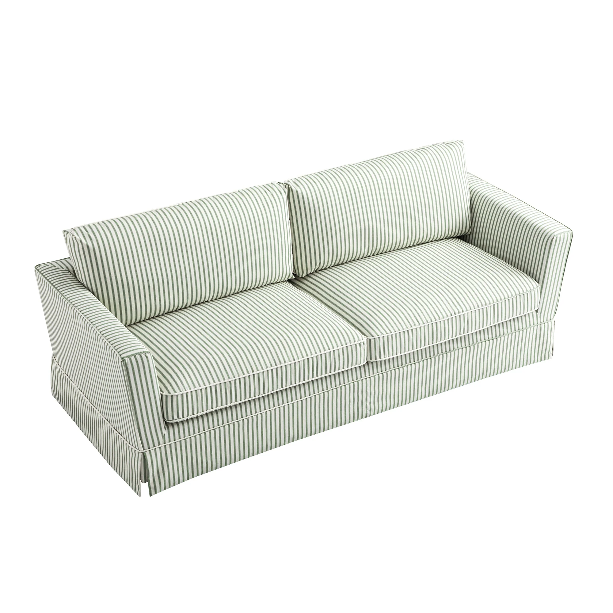 Fitz Skirted Large 3-Seater Sofa, Sage Striped Linen Blend - Image 11