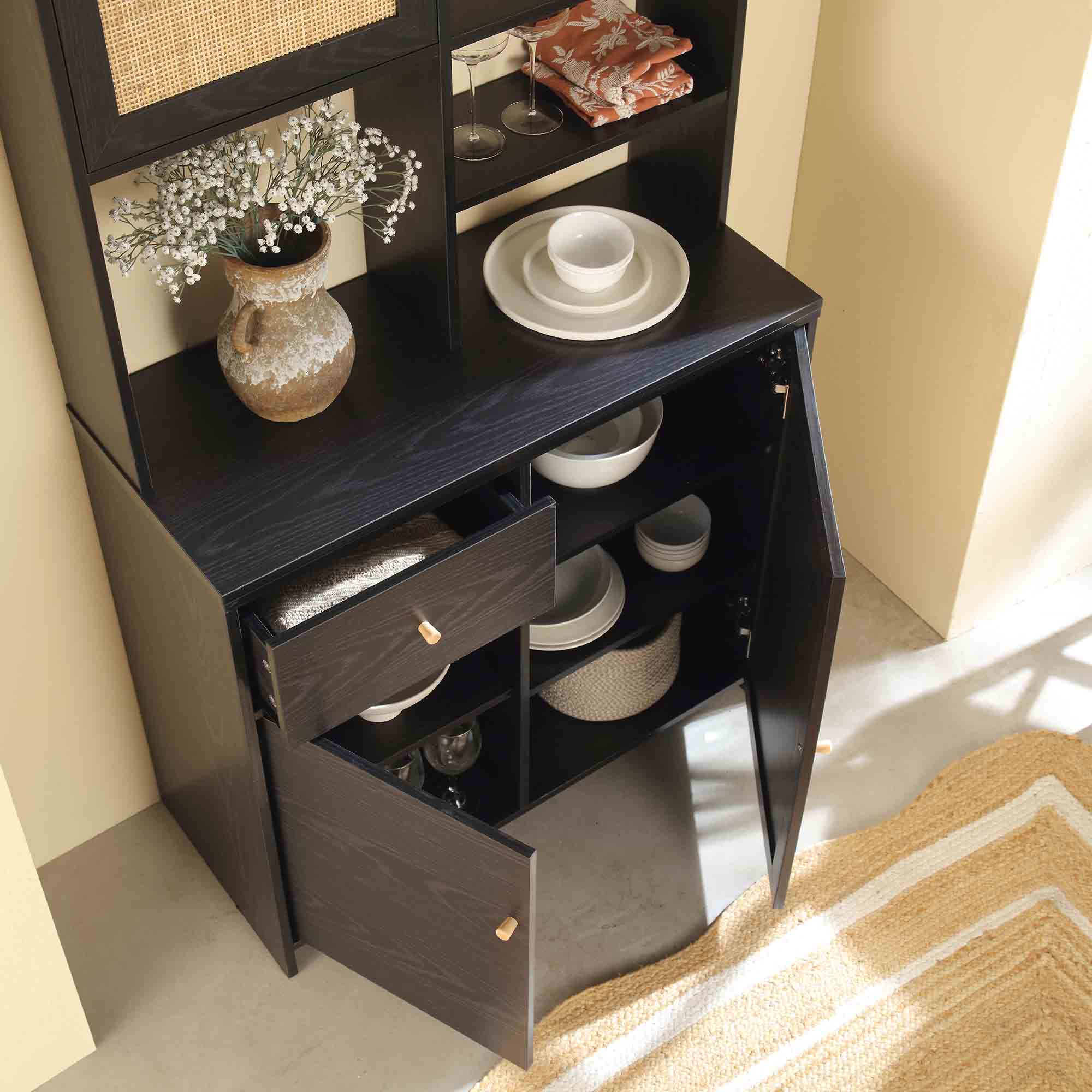 Frances Woven Rattan Dresser, Black - Image 3