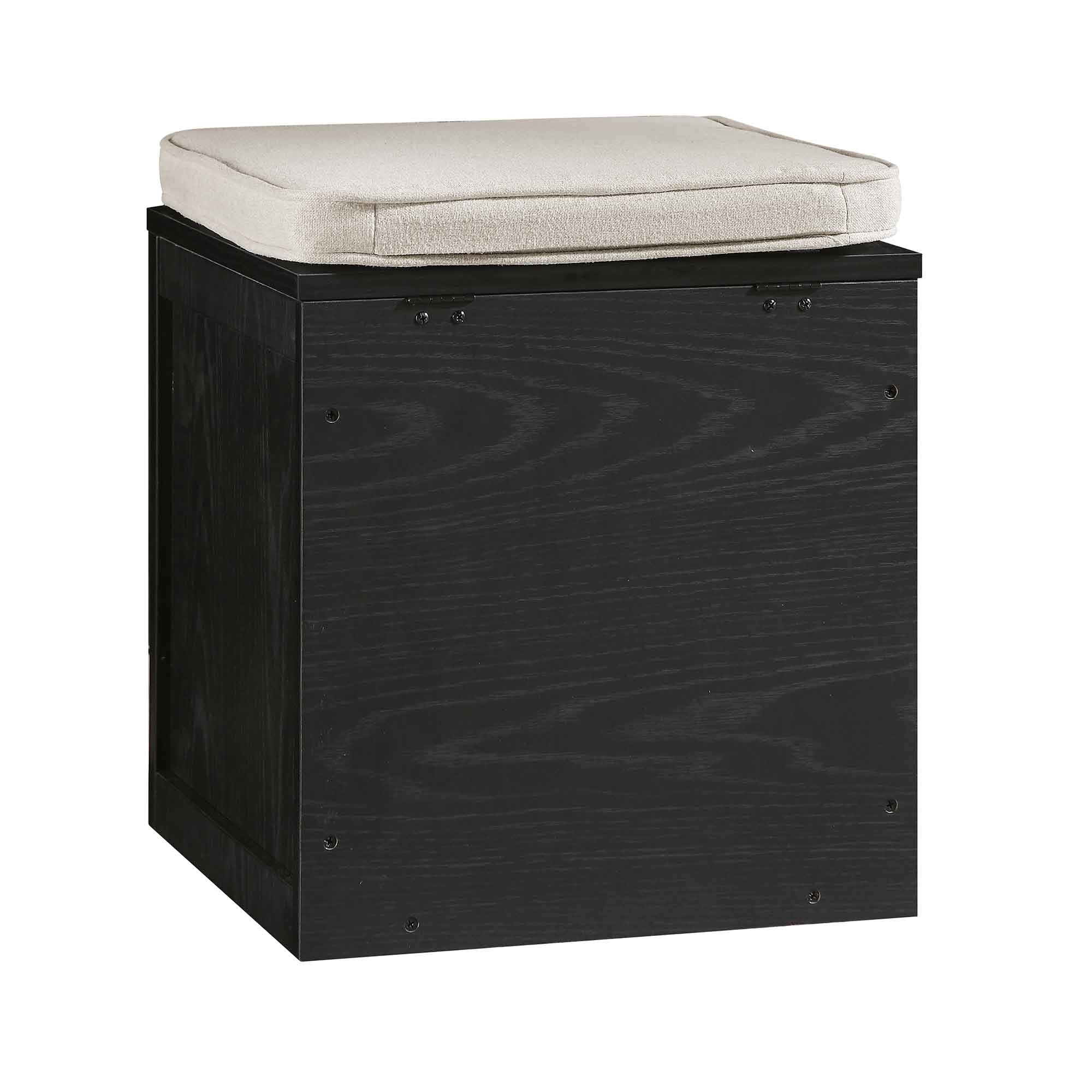 Frances Woven Rattan Single Storage Stool with Cushion, Black - Image 10