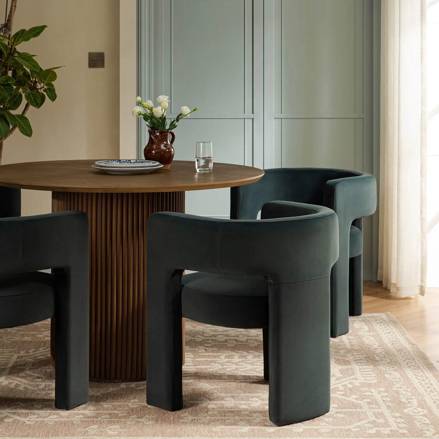 Greenwich Aegean Blue Velvet Dining Chair