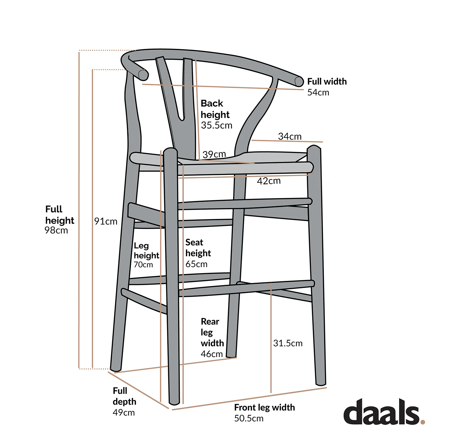 Hansel Upholstered Counter Stool, Beige Fabric and Natural Frame - Image 3