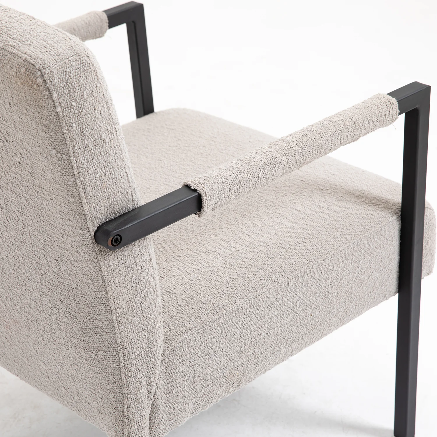 Hatton Steel Frame Boucle Accent Chair (Grey) - Image 13