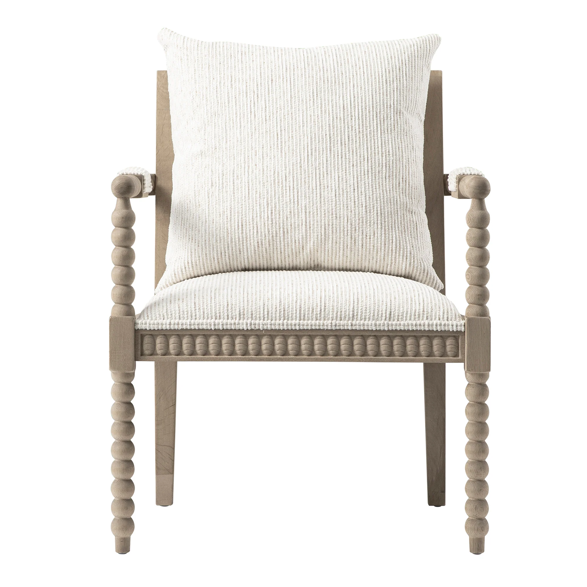Hemingford Beige Textured Fabric Bobbin Washed Oak Armchair - Image 7