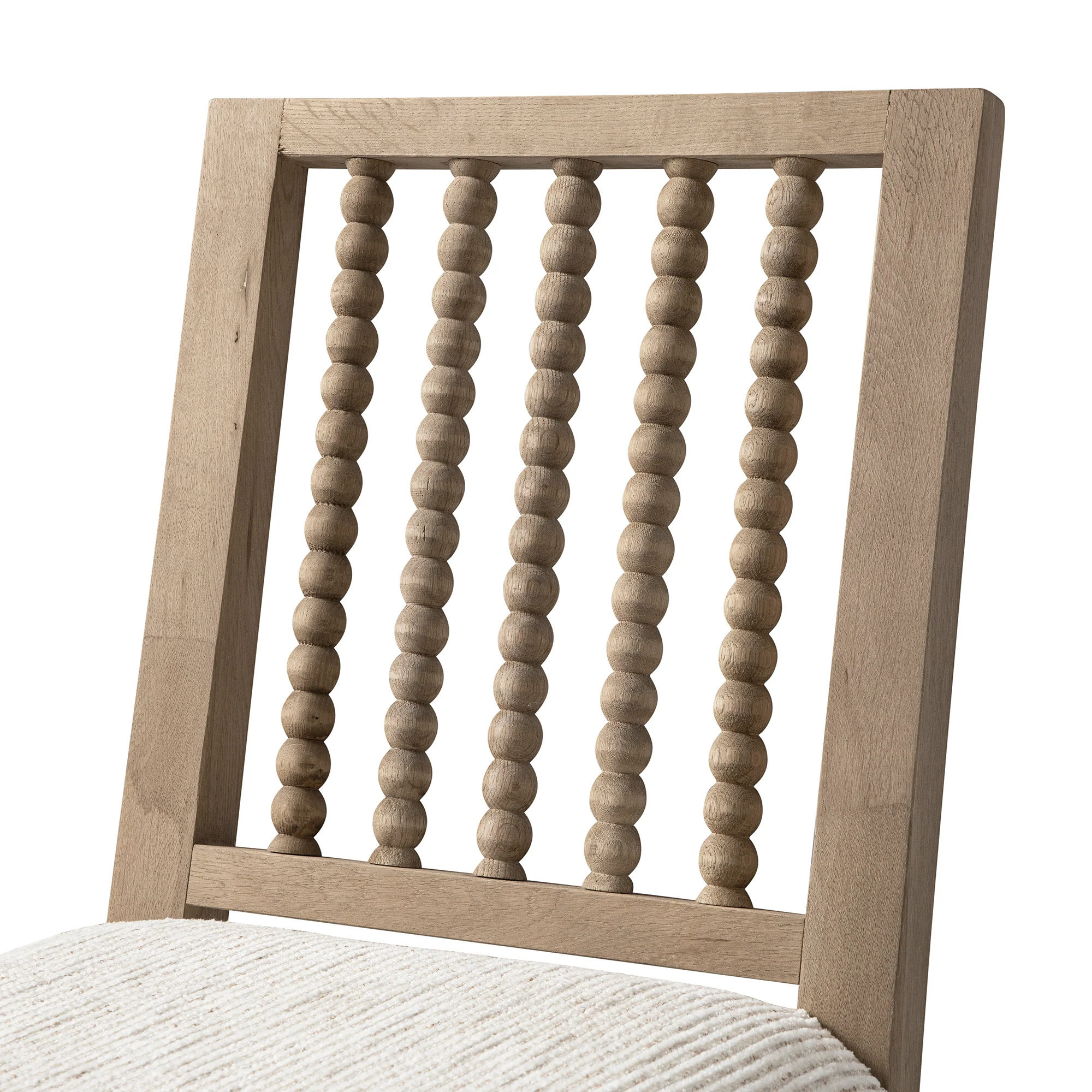 Hemingford Set of 2 Beige Textured Fabric Bobbin Spindle Washed Oak Dining Chairs - Image 11