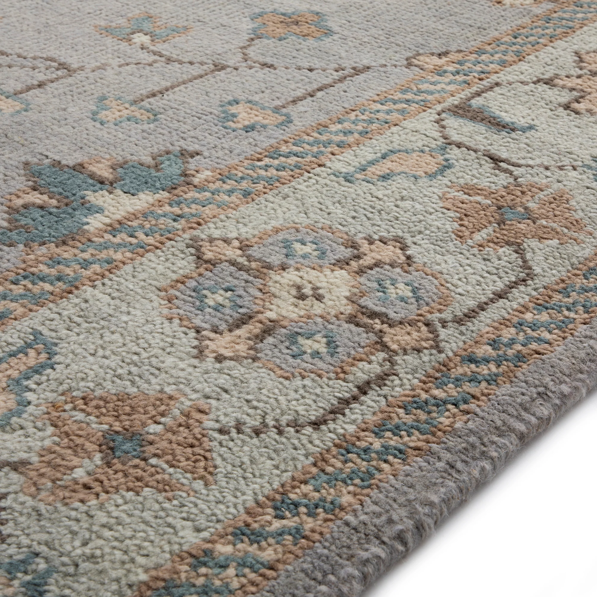 Premium Hand-Knotted Heritage Collection Florentine Ice Blue New Zealand Wool Rug - Image 6