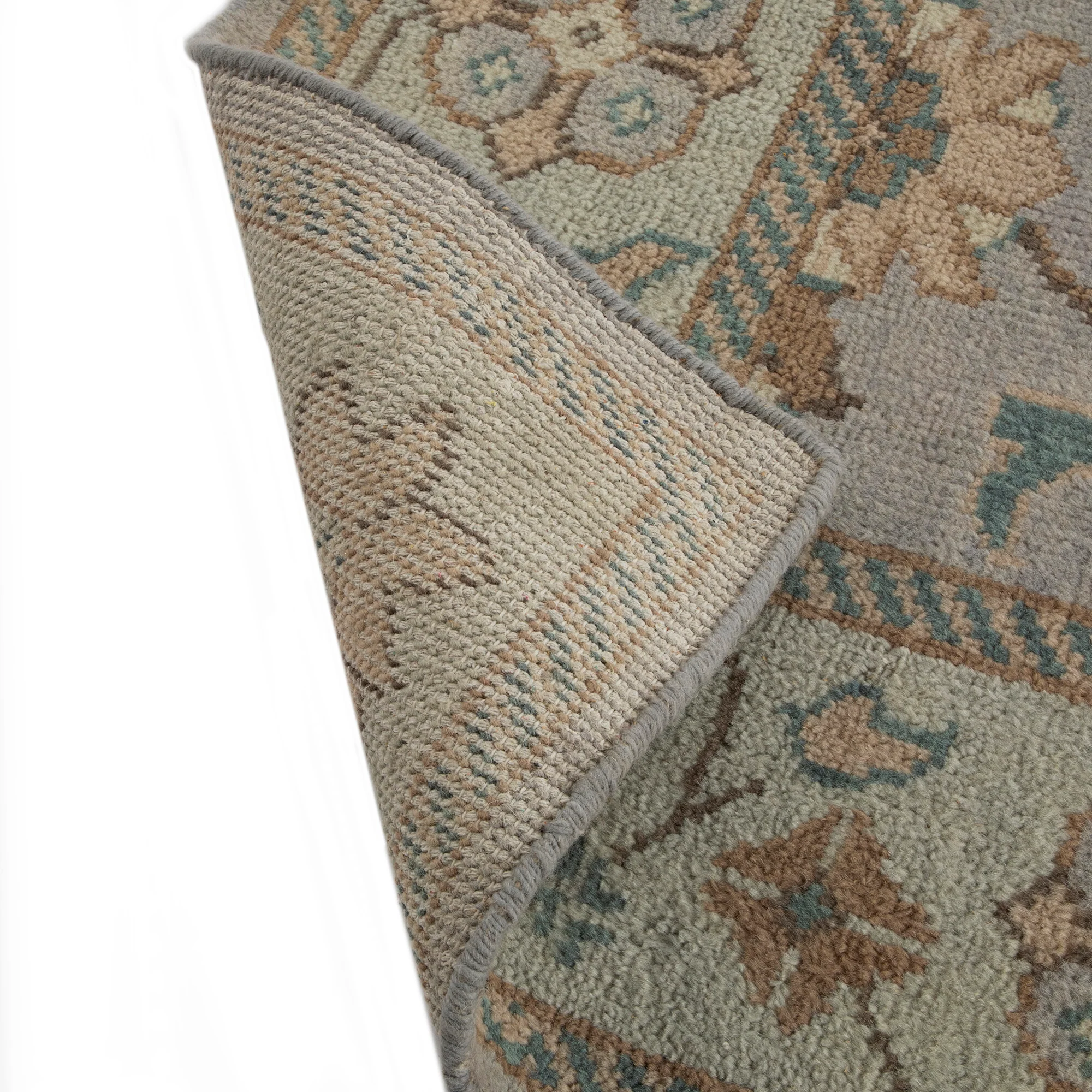 Premium Hand-Knotted Heritage Collection Florentine Ice Blue New Zealand Wool Rug - Image 8