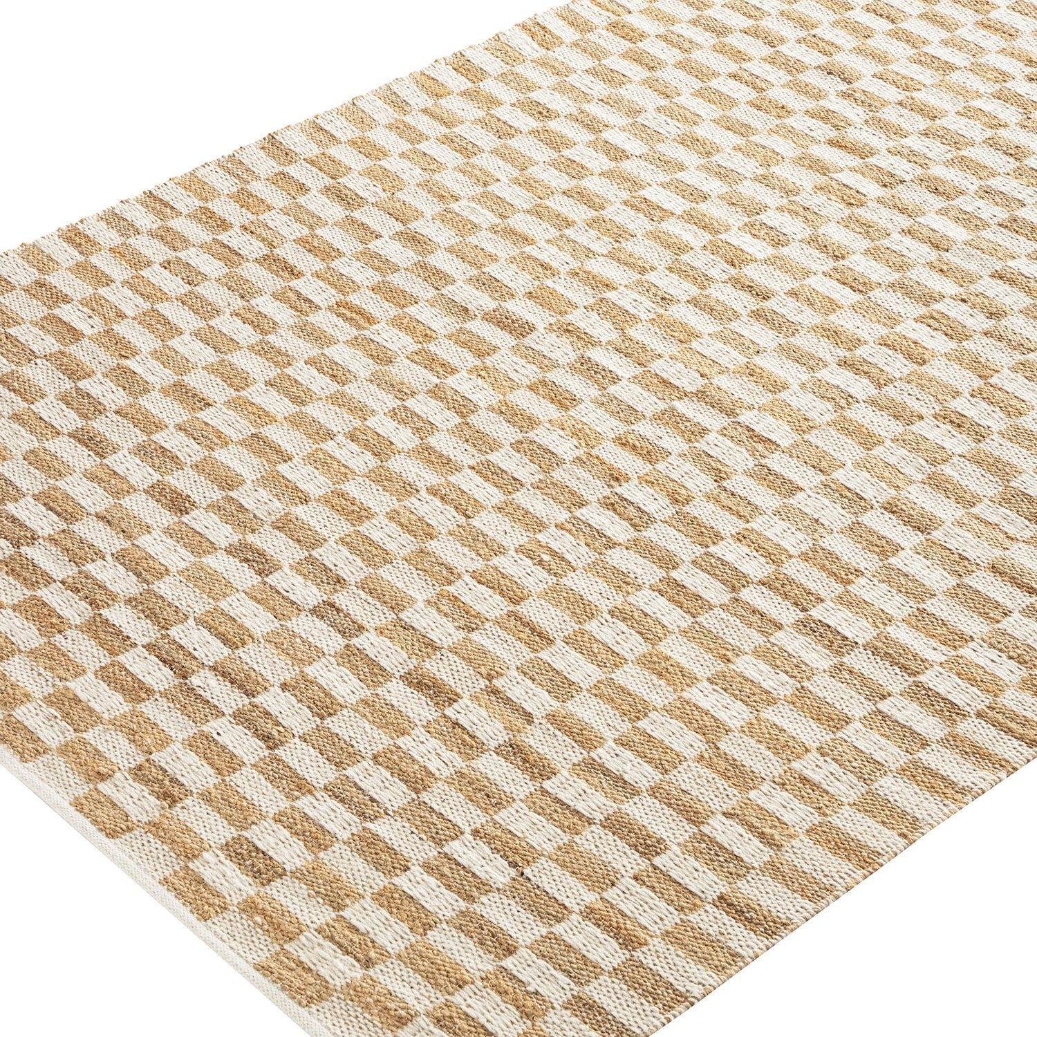 Leonie Check Natural & Ivory White Handwoven Wool & Jute Rug - Image 9