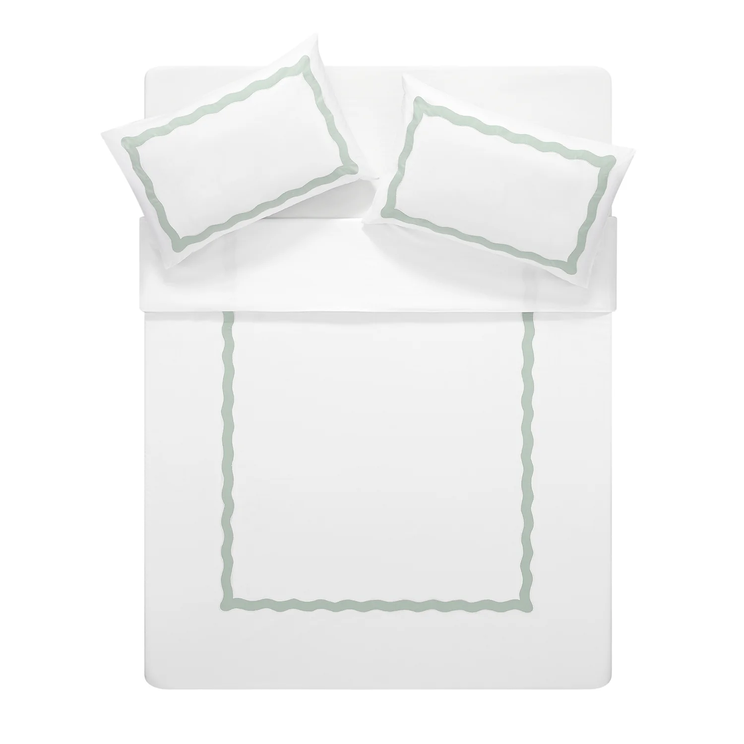 Lucinda Seafoam Green Wave 300 Thread Count Cotton Percale Duvet Set