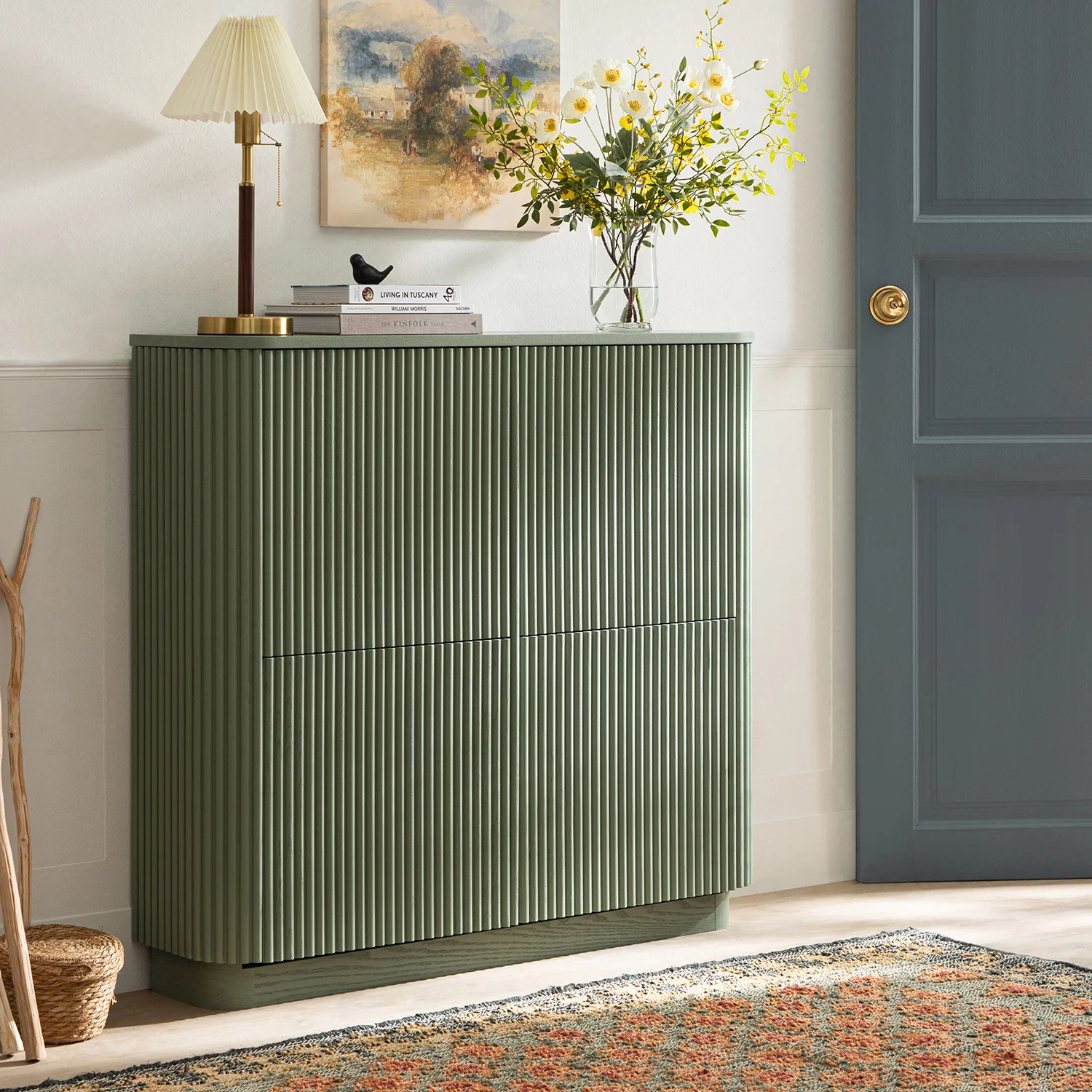 Maru 4-Door Shoe Storage Cabinet, Sage Green