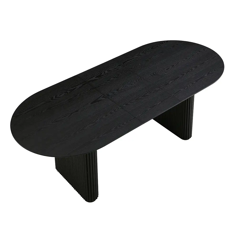 Maru Oval 6-8 Seater Extending Oak Pedestal Dining Table, Black - Image 6