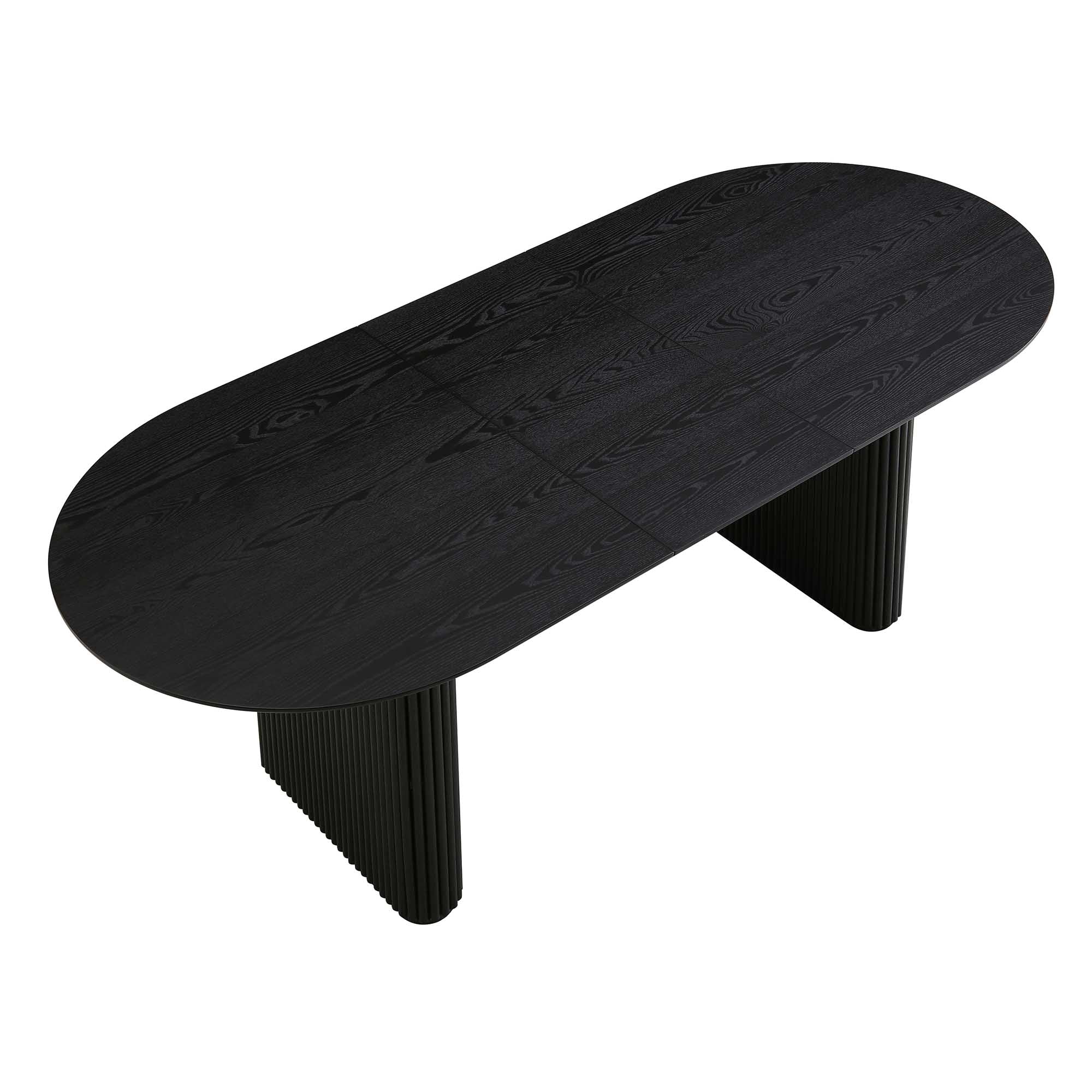 Maru Oval 6-8 Seater Extending Oak Pedestal Dining Table, Black - Image 9