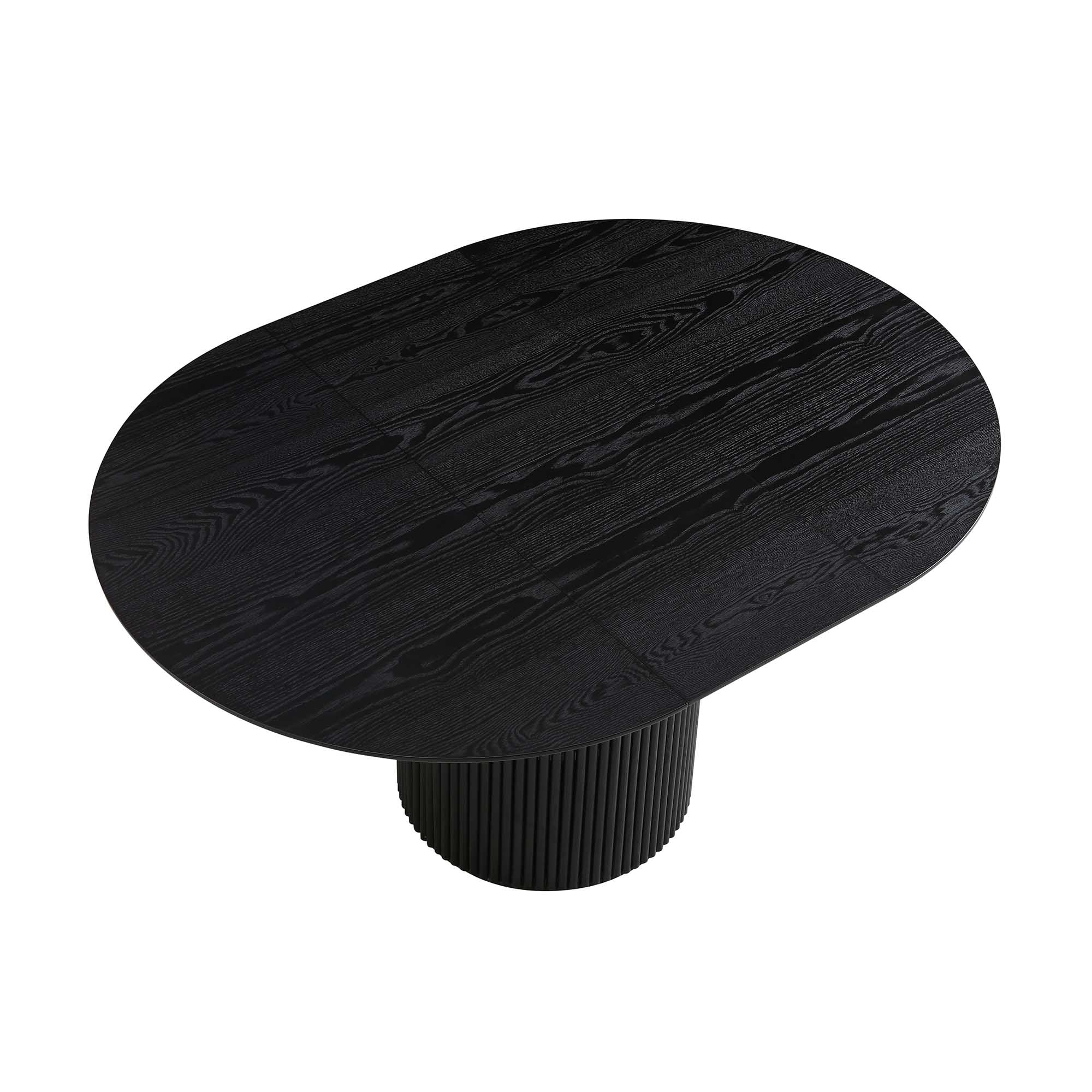 Maru Round 4-6 Seater Extending Oak Pedestal Dining Table, Black - Image 8