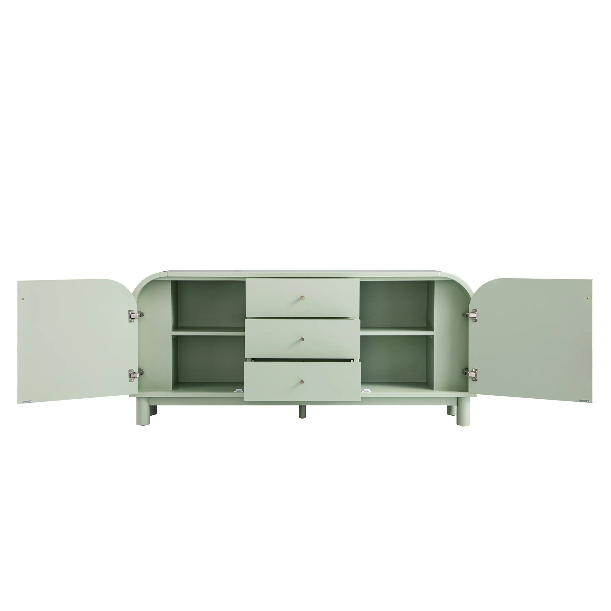 Maude Wide 3-Drawer Sideboard, Muted Pistachio Ash with Raffia - Image 11