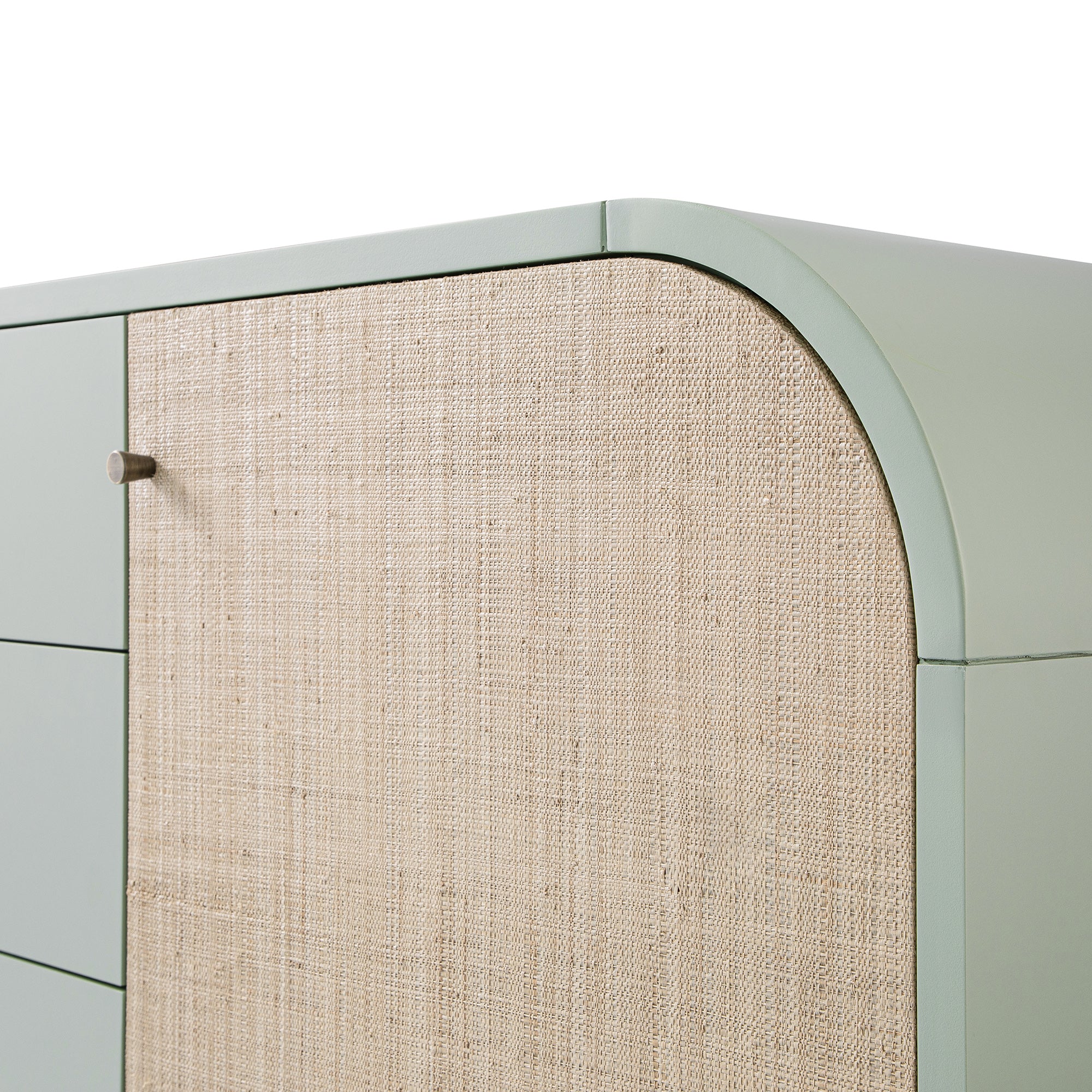 Maude Wide 3-Drawer Sideboard, Muted Pistachio Ash with Raffia - Image 17