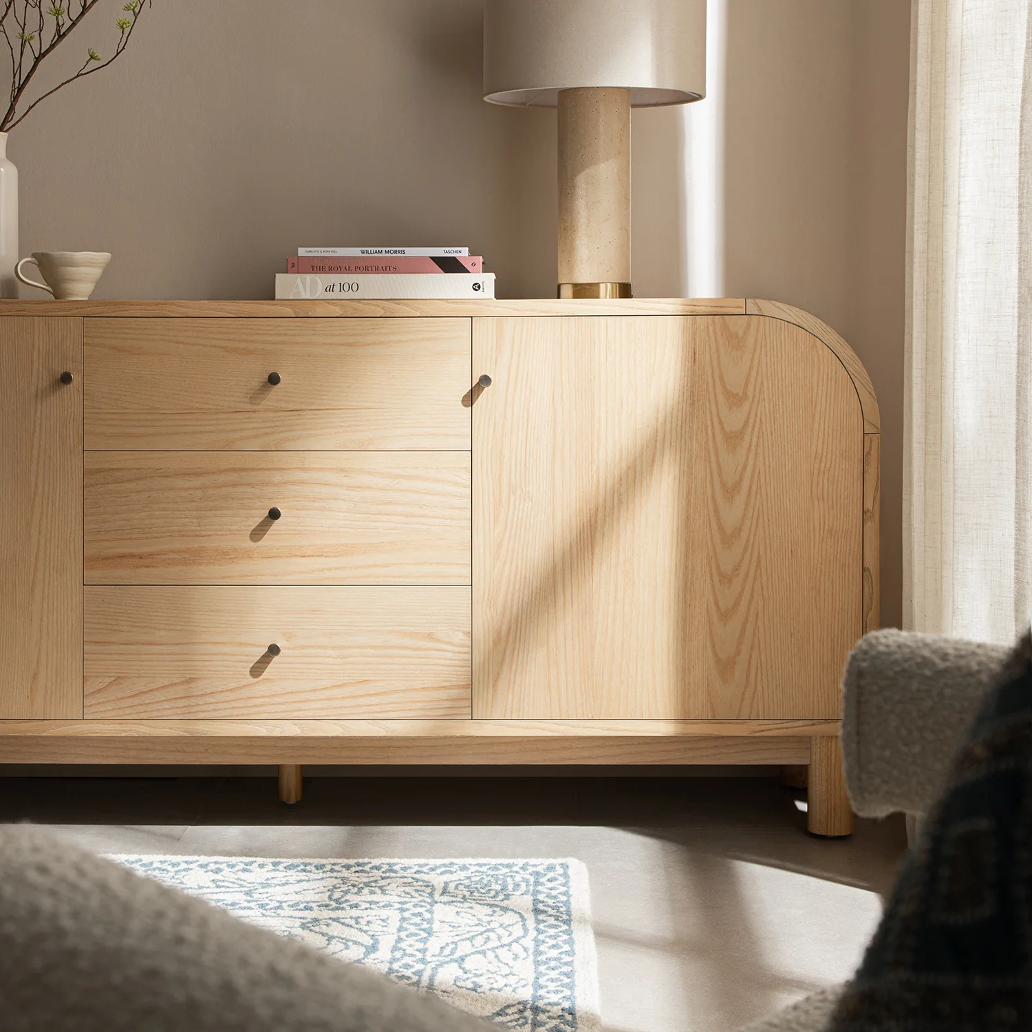 Maude Wide 3-Drawer Sideboard, Natural Ash - Image 4