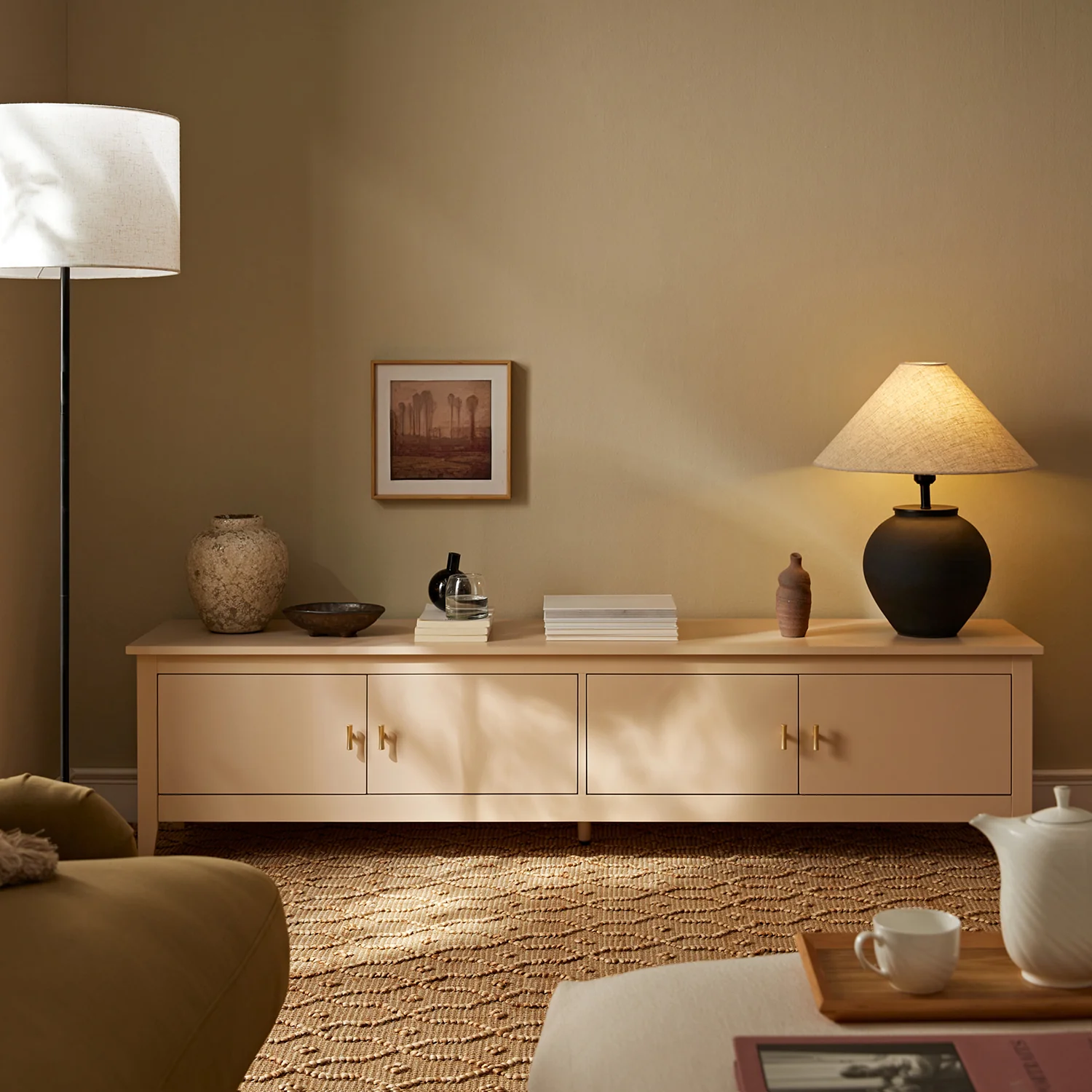 Oakham 180cm Wide TV Unit, Nude Pink - Image 2