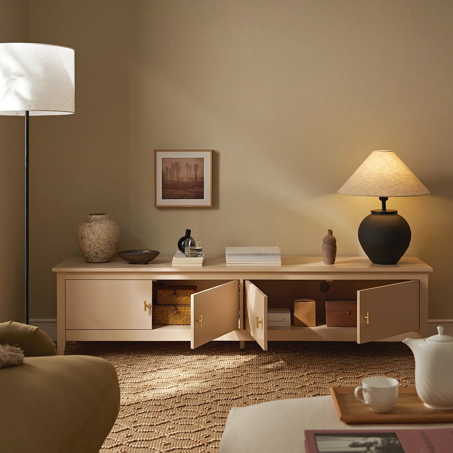 Oakham 180cm Wide TV Unit, Nude Pink - Image 3