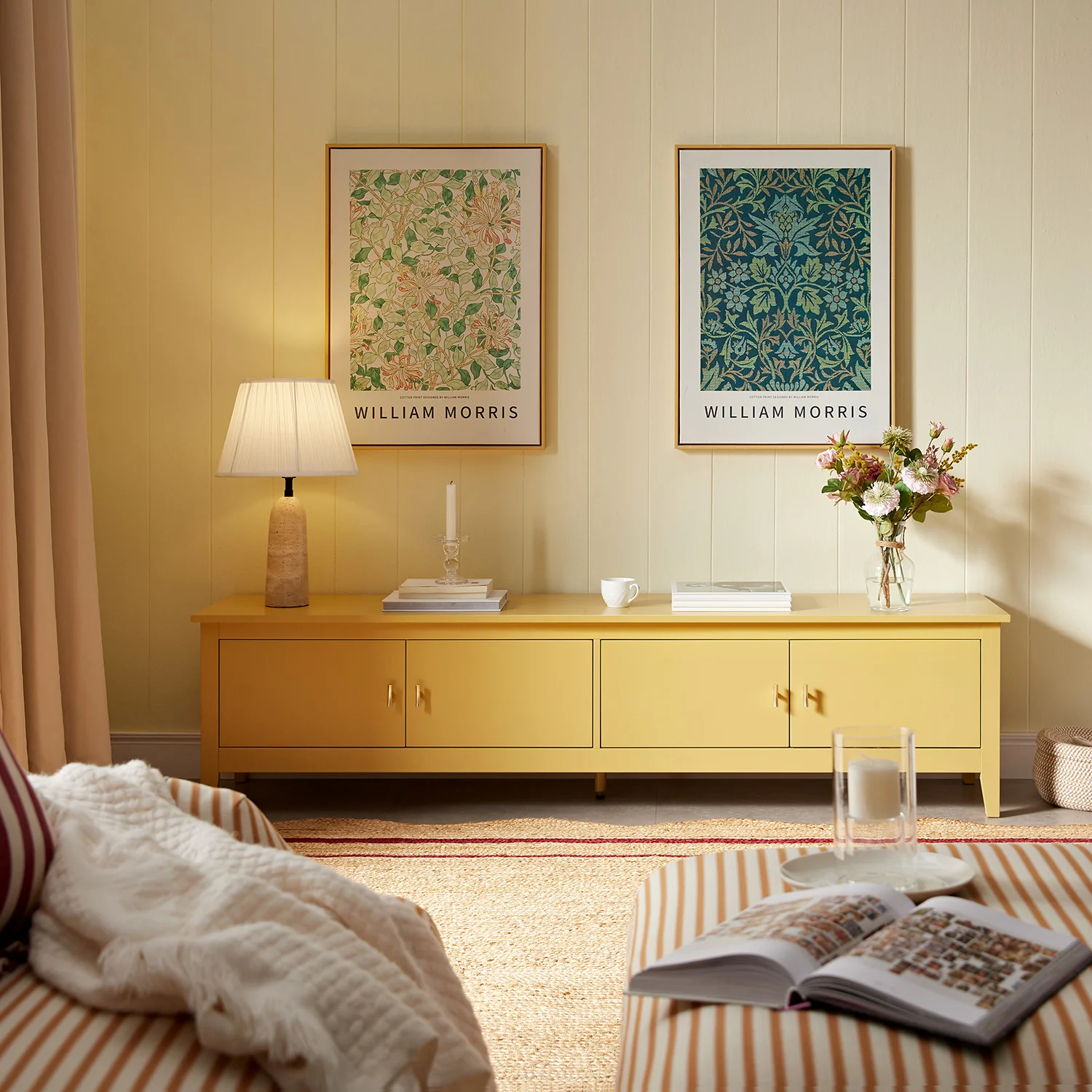 Oakham 180cm Wide TV Unit, Rattan Yellow