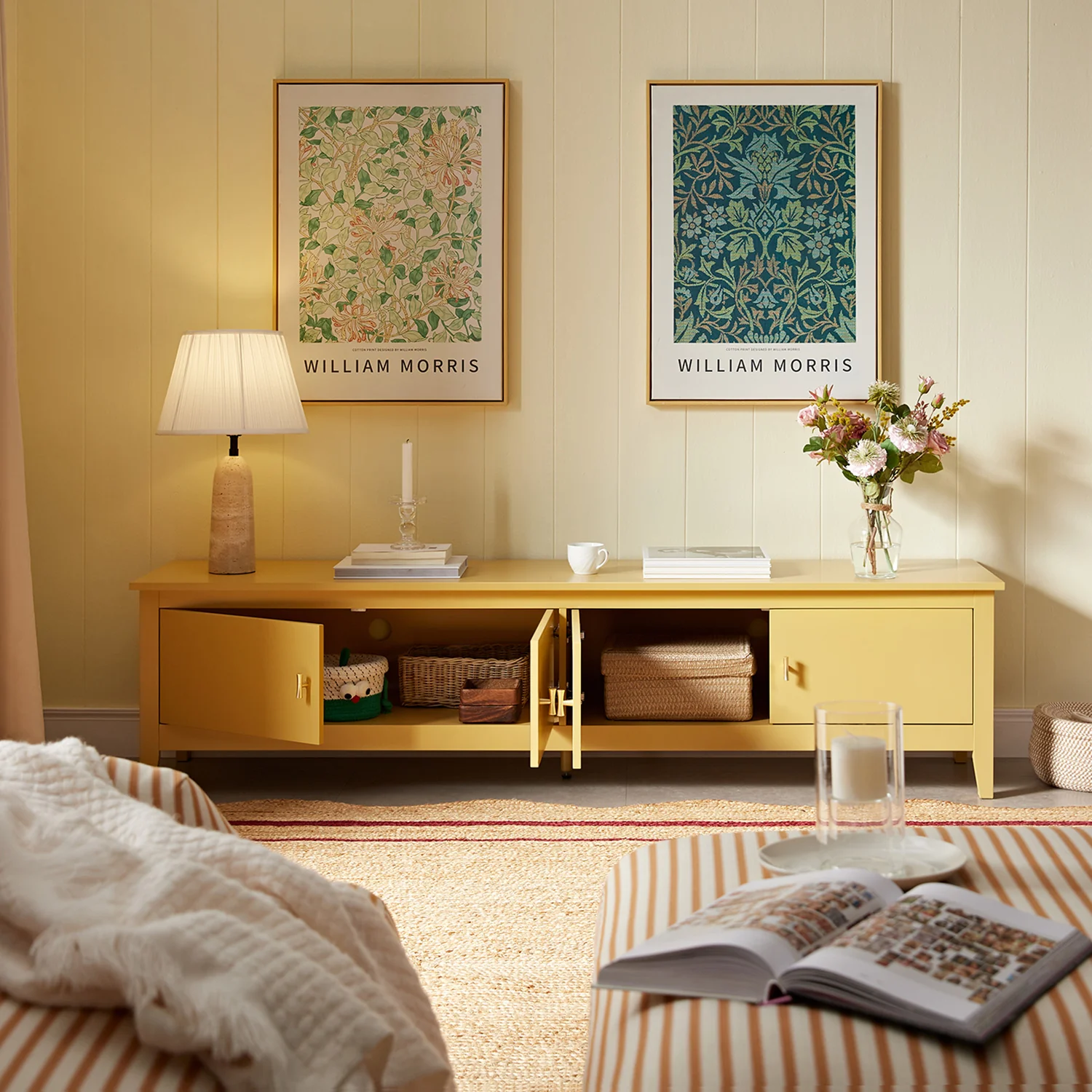 Oakham 180cm Wide TV Unit, Rattan Yellow - Image 3