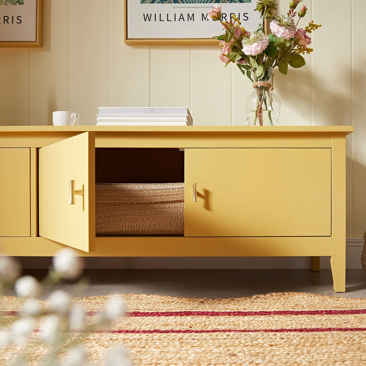 Oakham 180cm Wide TV Unit, Rattan Yellow - Image 5