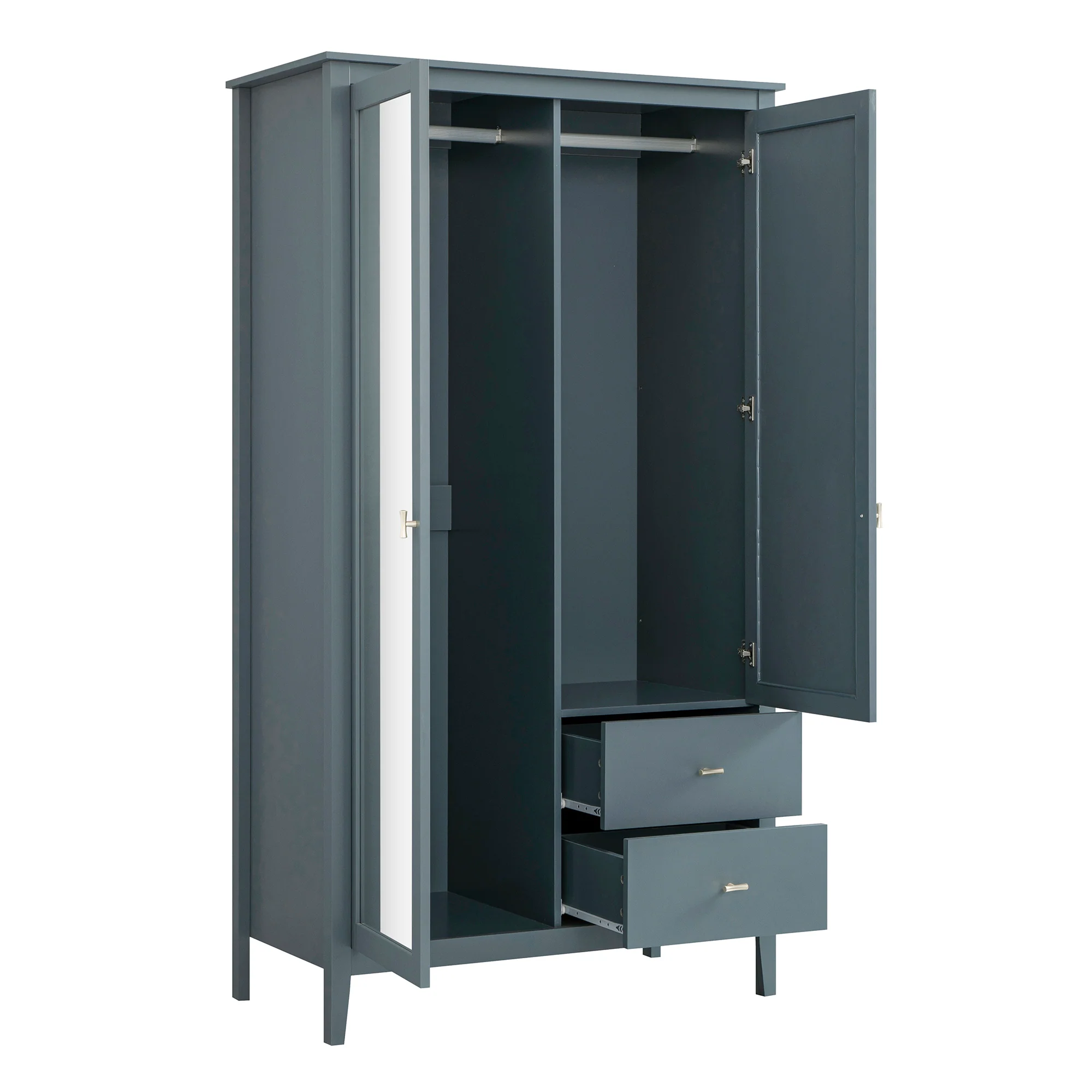 Oakham Mirrored Double Wardrobe, Stormy Blue - Image 11