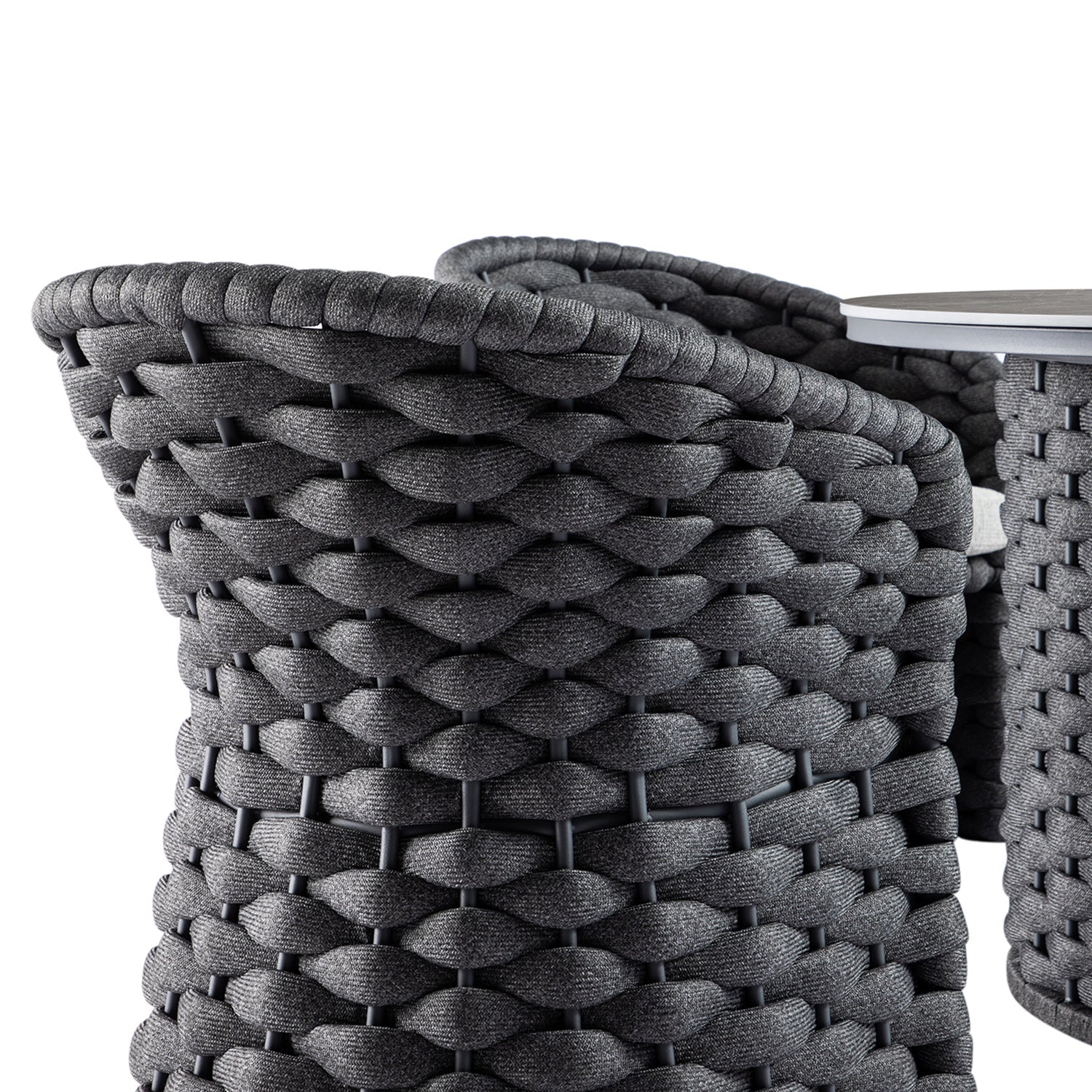 Positano Wide Rope 4-Seater Round Dining Set, Grey - Image 7