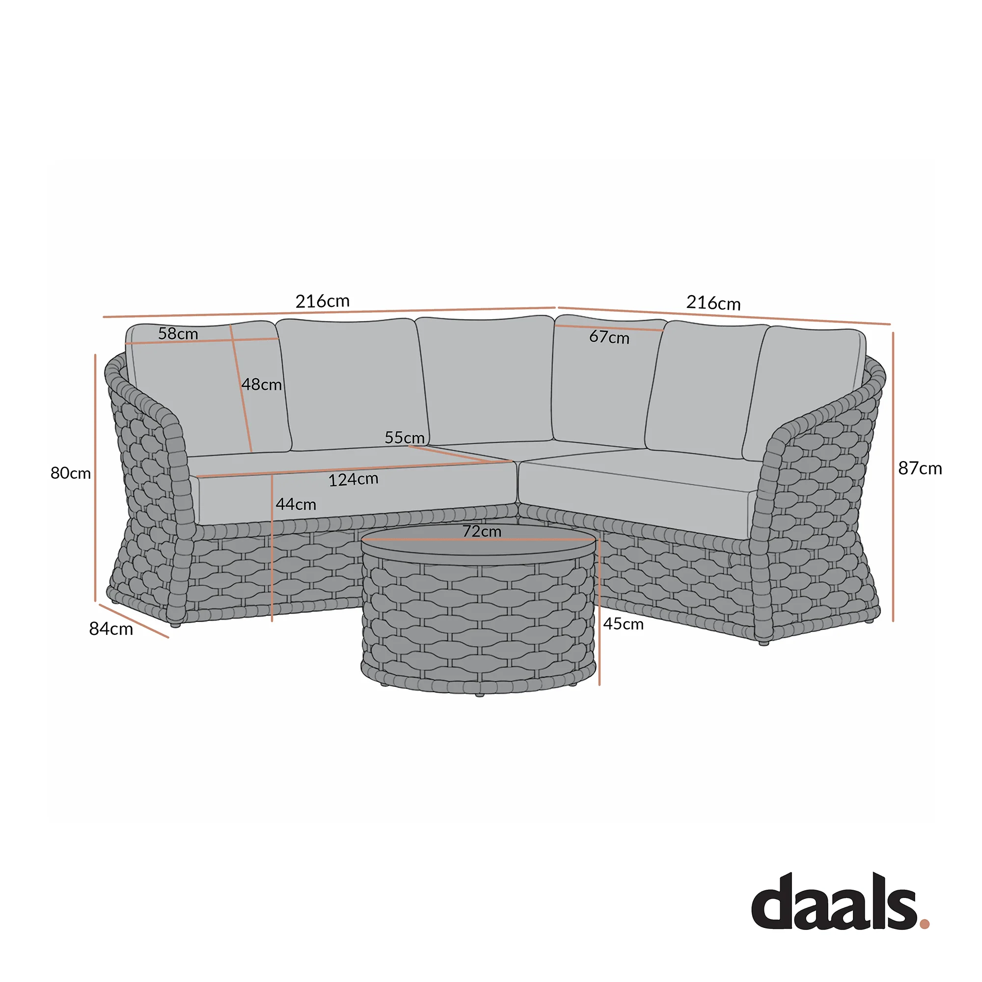 Positano Wide Rope Corner Sofa Set, Taupe - Image 3