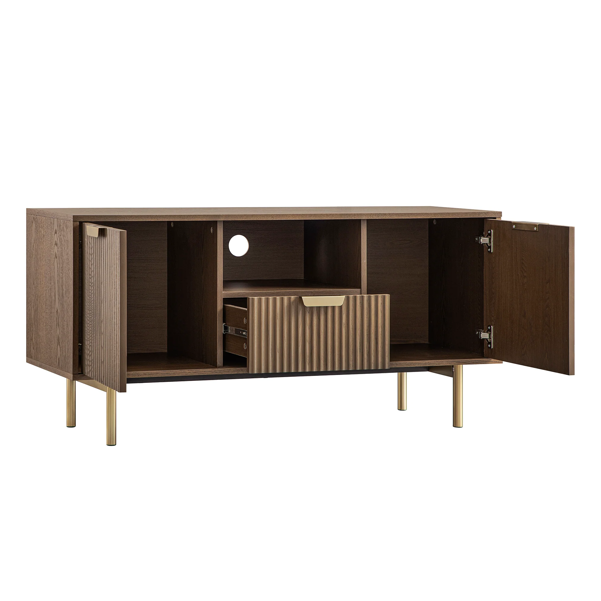 Richmond Ridged 120cm Wide TV Media Unit, Dark Ash - Image 11