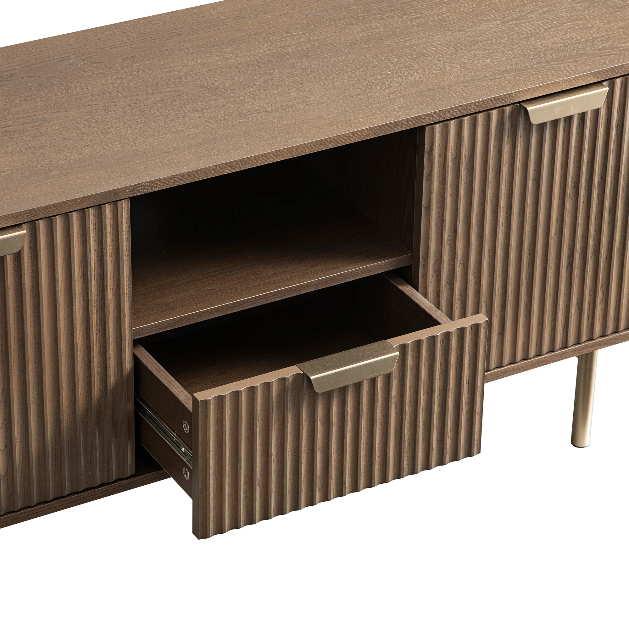 Richmond Ridged 120cm Wide TV Media Unit, Dark Ash - Image 15