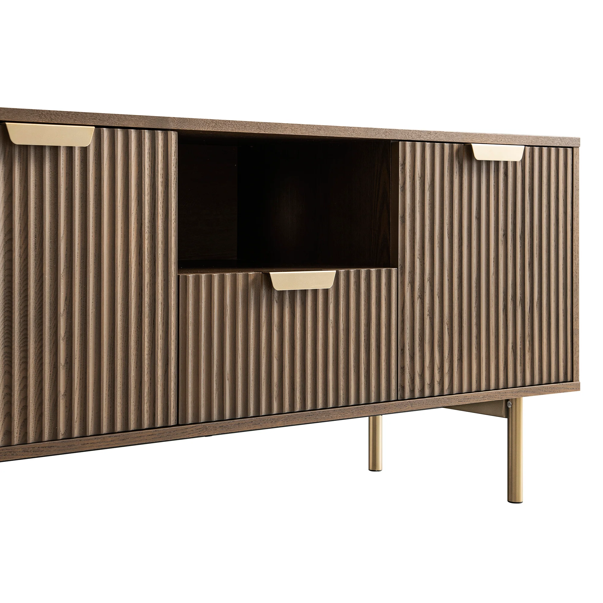 Richmond Ridged 120cm Wide TV Media Unit, Dark Ash - Image 16