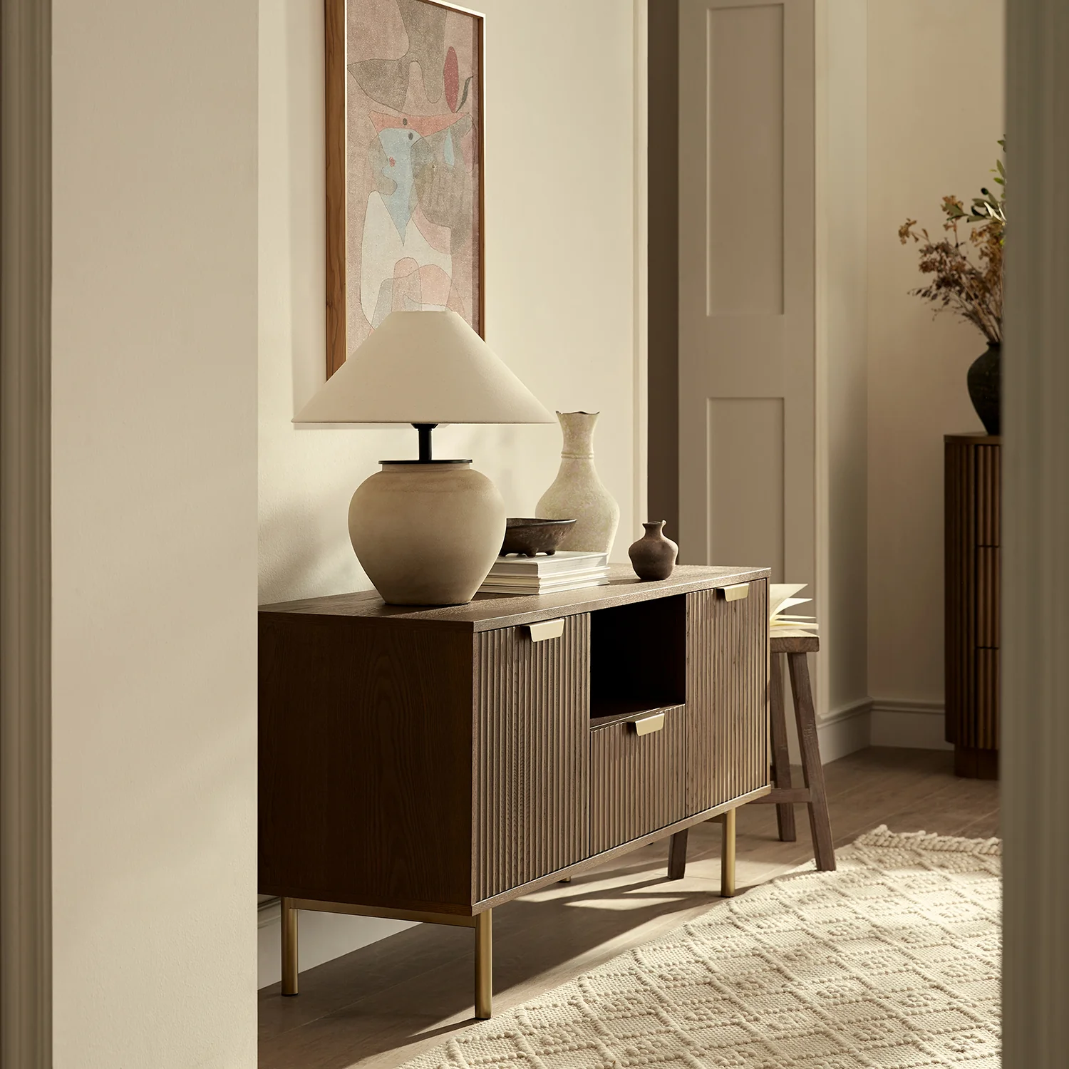Richmond Ridged 120cm Wide TV Media Unit, Dark Ash - Image 2
