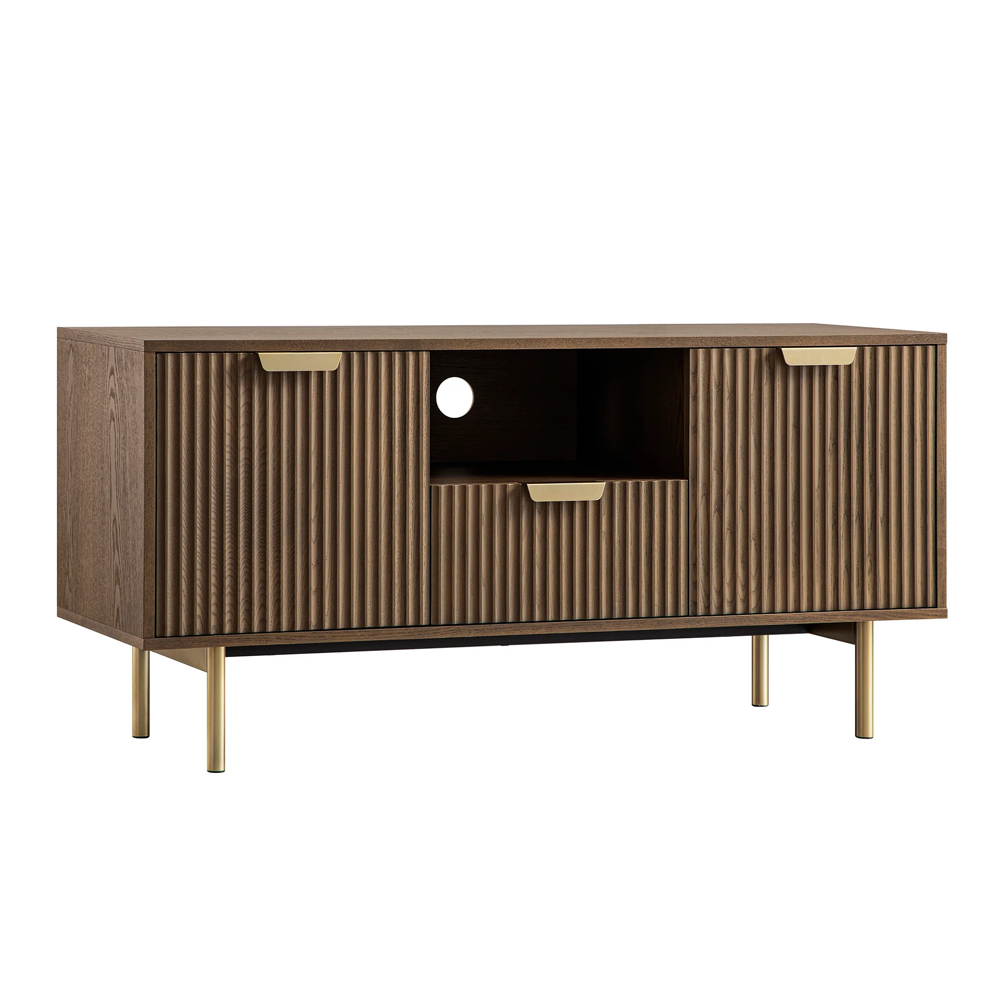 Richmond Ridged 120cm Wide TV Media Unit, Dark Ash - Image 9