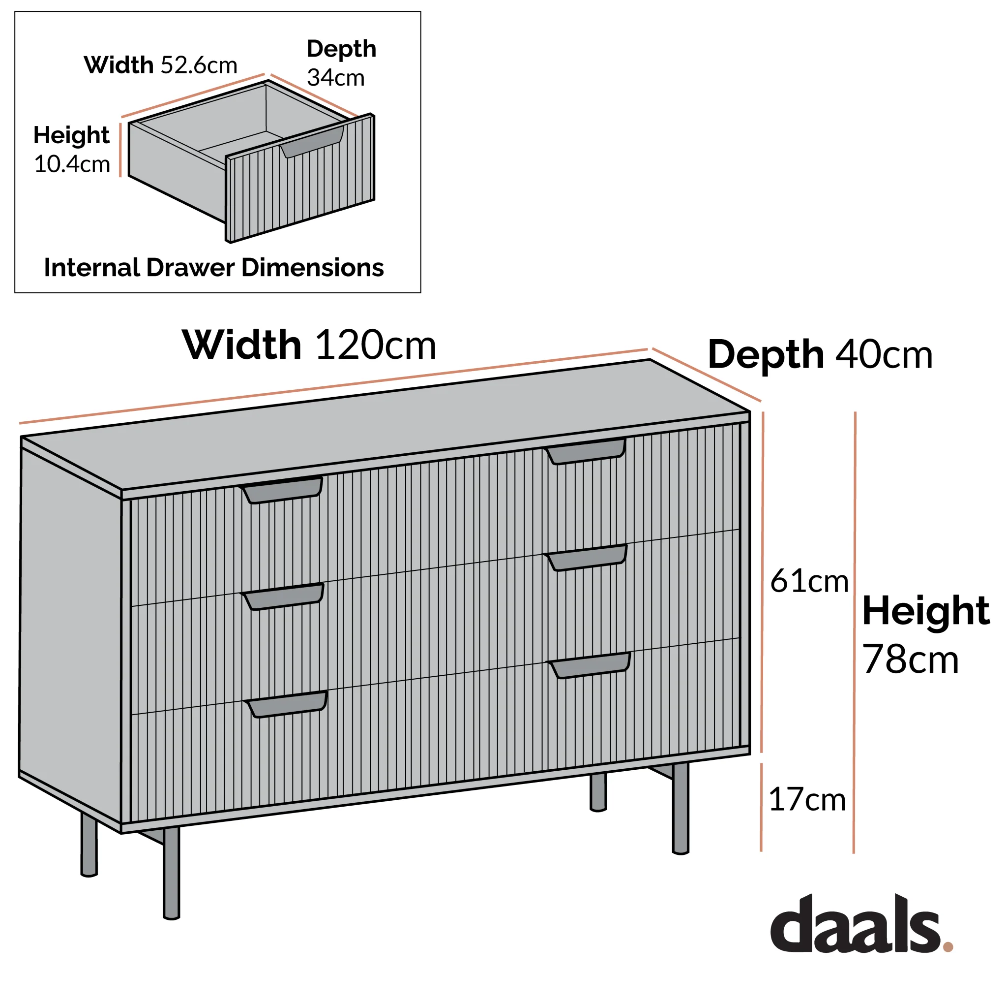Richmond Ridged Wide Chest of 6 Drawers, Matte White - Image 5