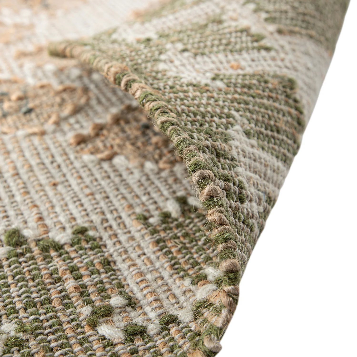 Safi Kilim Traditional Handwoven Jute & Cotton Natural & Olive Green Rug - Image 6
