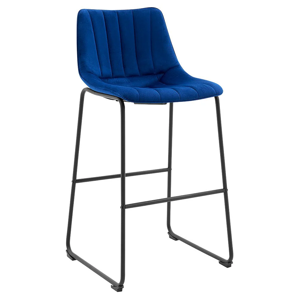 Sutton Set of 2 Bar Stools with Fluted Back (Blue Velvet) - Image 4